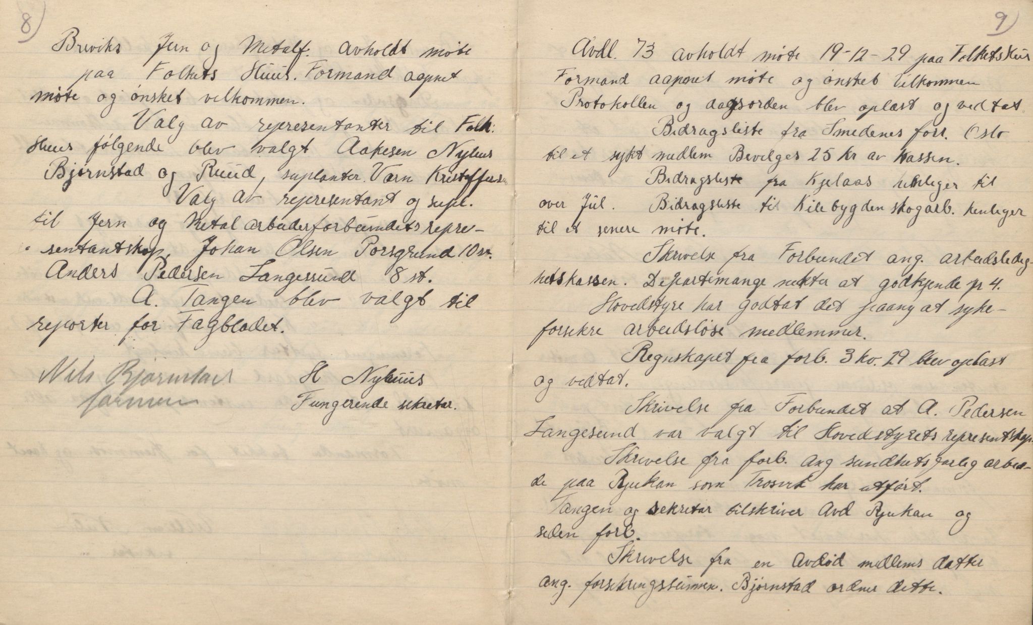 Brevik jern- og metallarbeiderforenings arkiv, AAT/AAT-805022/A/L0004: Møtebok, 1929-1935