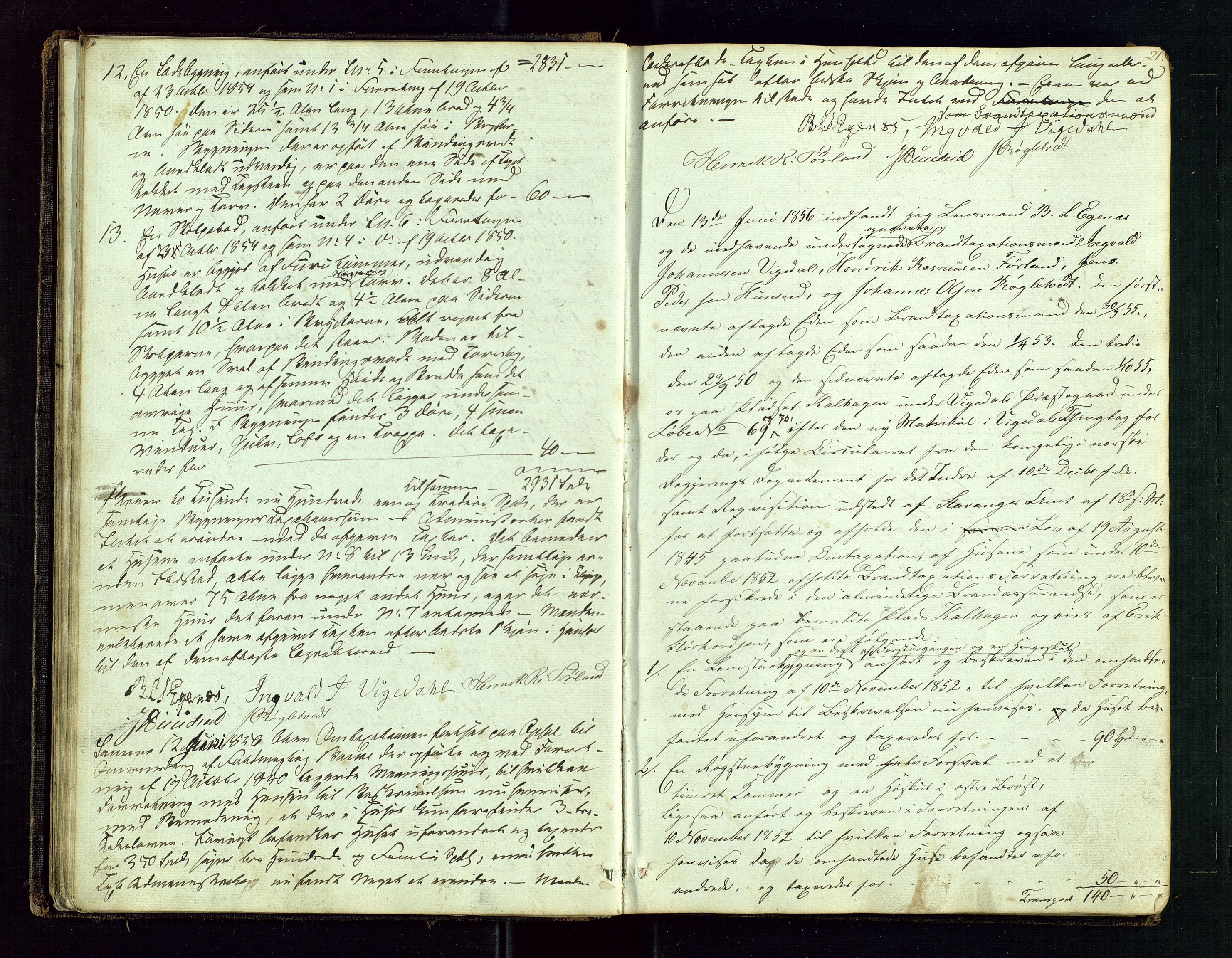 Vikedal lensmannskontor, AV/SAST-A-100179/Gob/L0001: Branntakstprotokoll, 1846-1869, s. 20b-21a