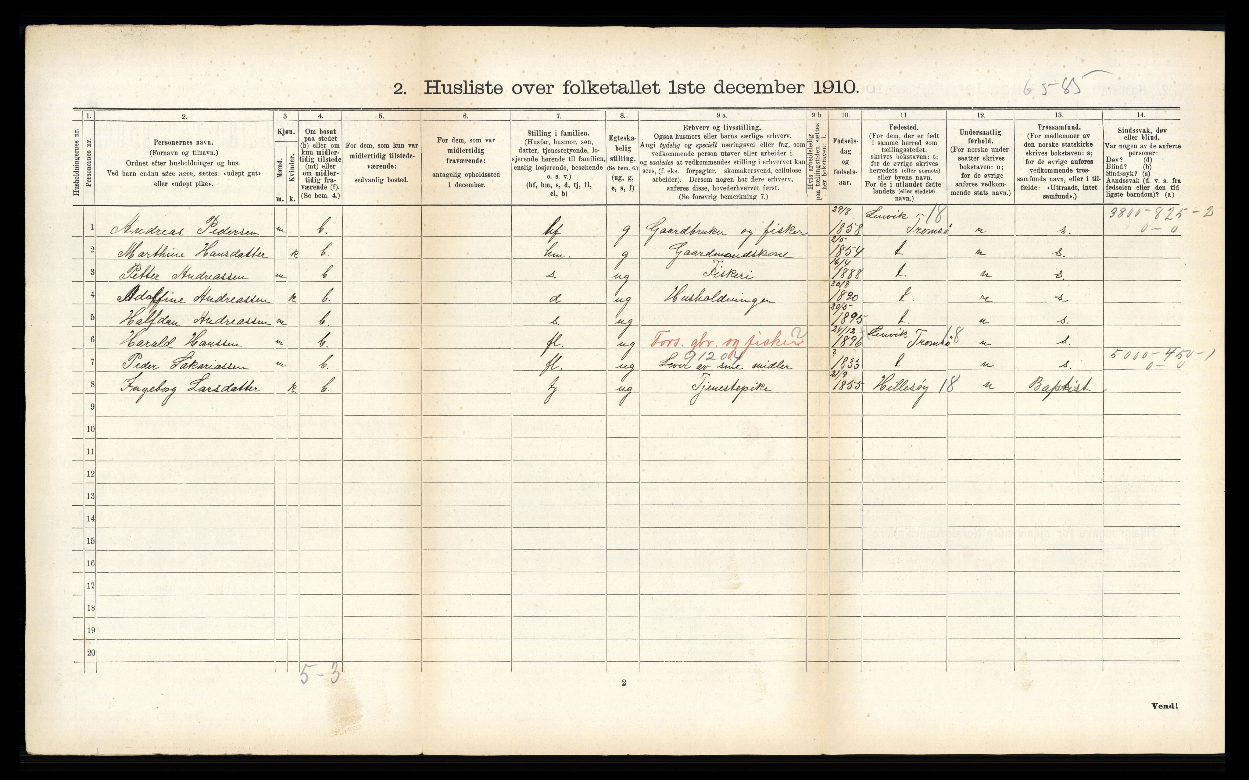 RA, Folketelling 1910 for 1934 Tromsøysund herred, 1910, s. 798