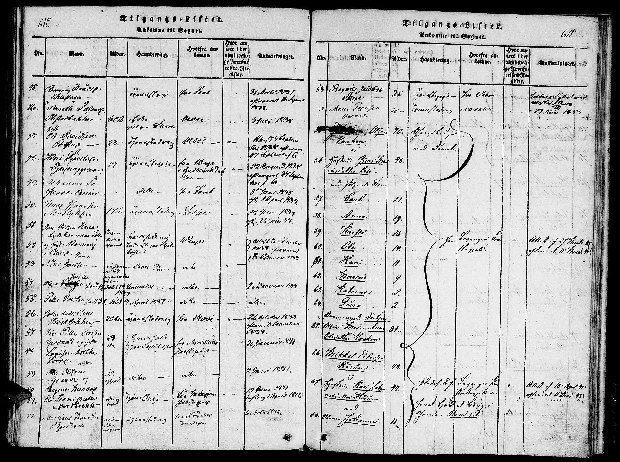 Ministerialprotokoller, klokkerbøker og fødselsregistre - Møre og Romsdal, AV/SAT-A-1454/543/L0561: Ministerialbok nr. 543A01, 1818-1853, s. 610-611