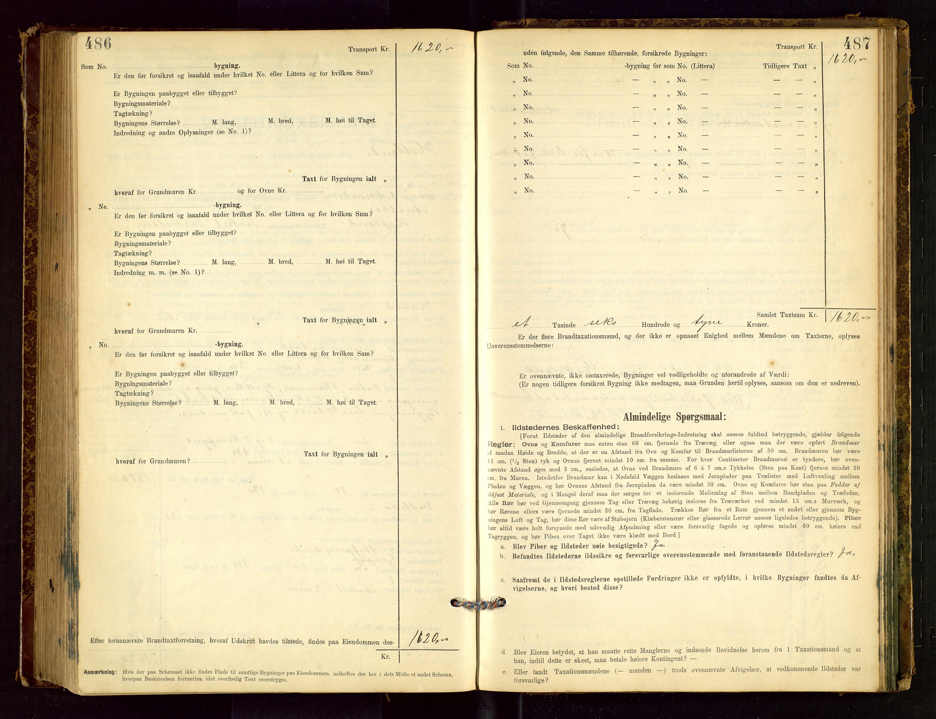 Hetland lensmannskontor, AV/SAST-A-100101/Gob/L0001: "Brandtaxationsprotokol", 1895-1918, s. 486-487