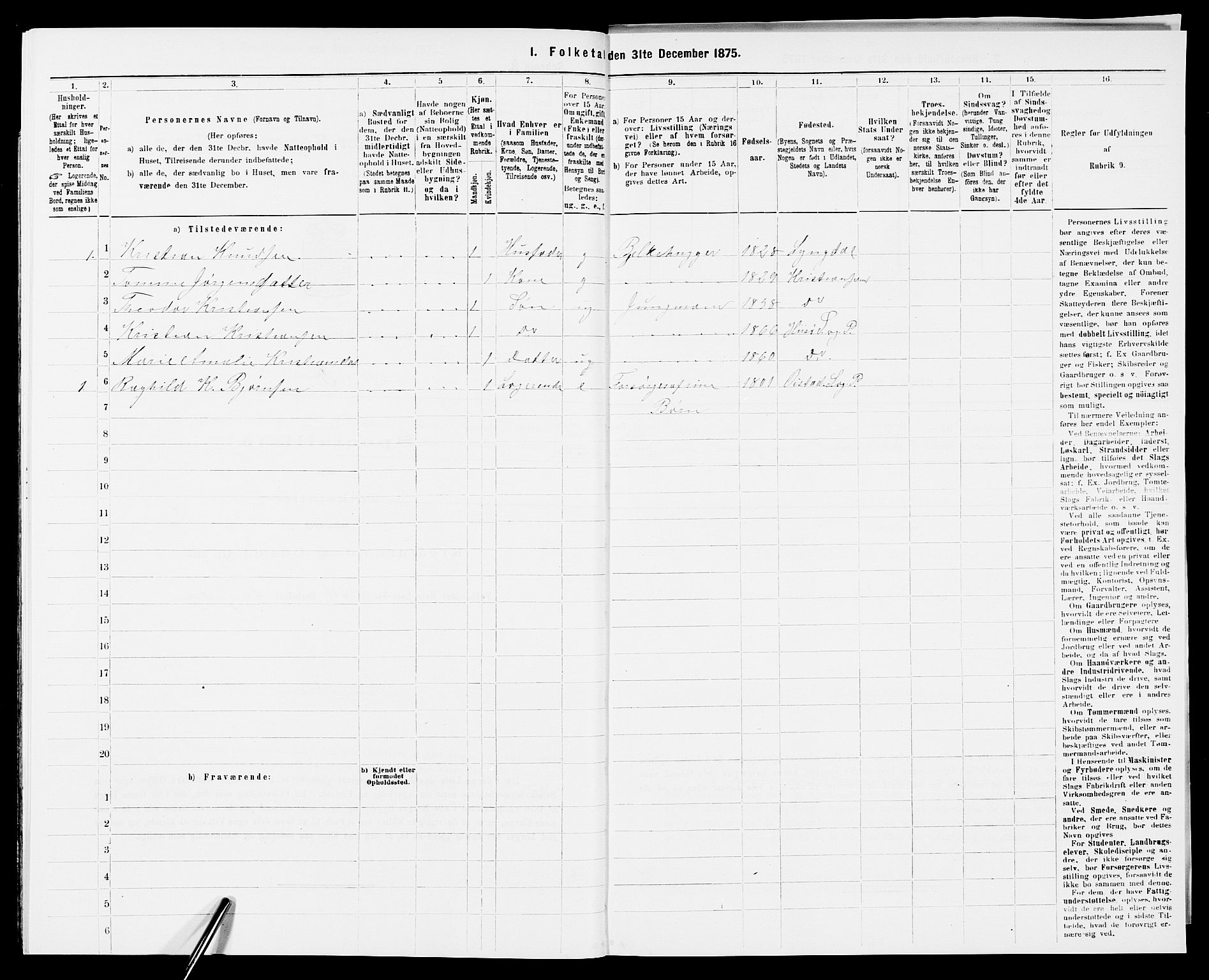 SAK, Folketelling 1875 for 0922P Hisøy prestegjeld, 1875, s. 732