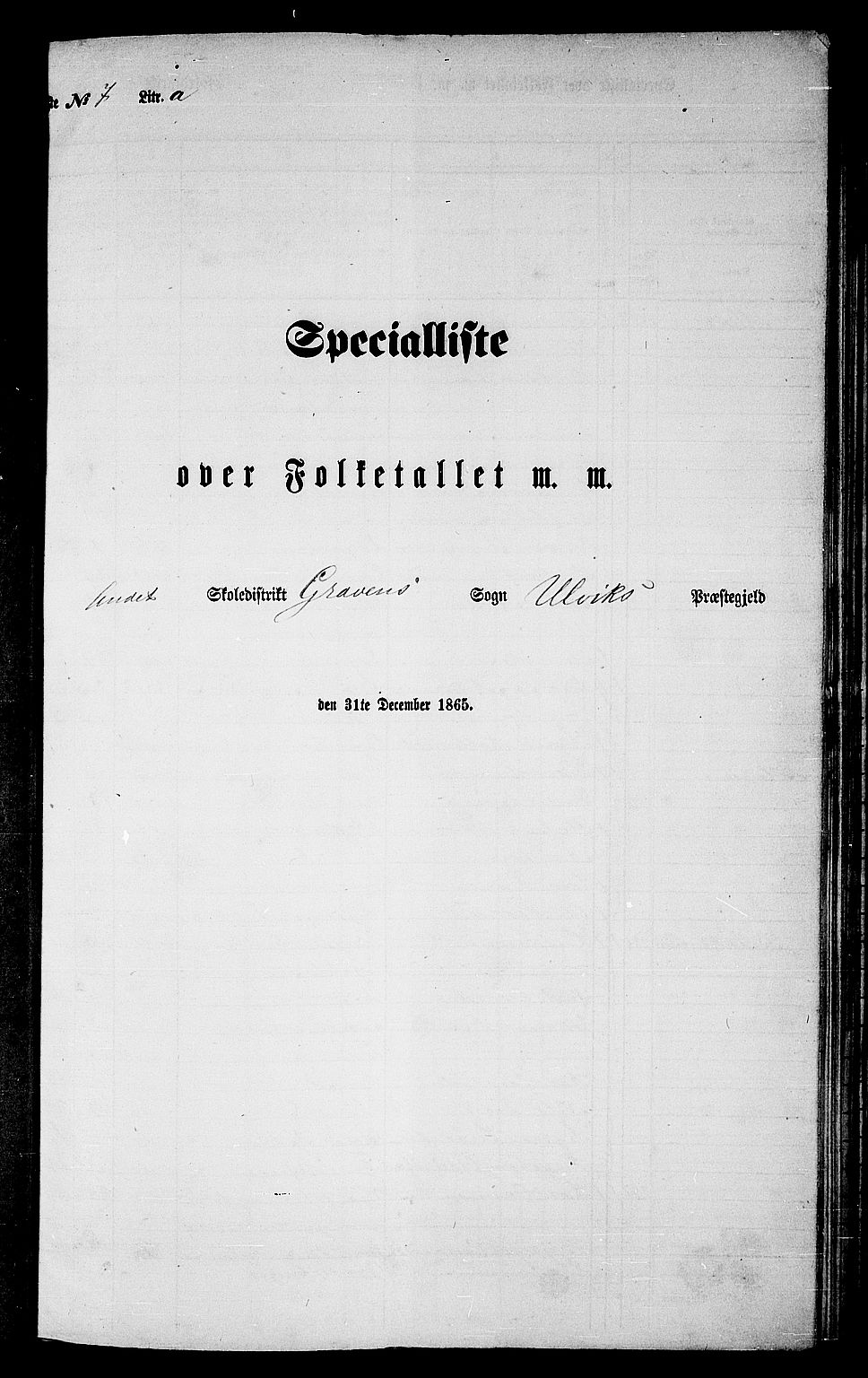 RA, Folketelling 1865 for 1233P Ulvik prestegjeld, 1865, s. 107