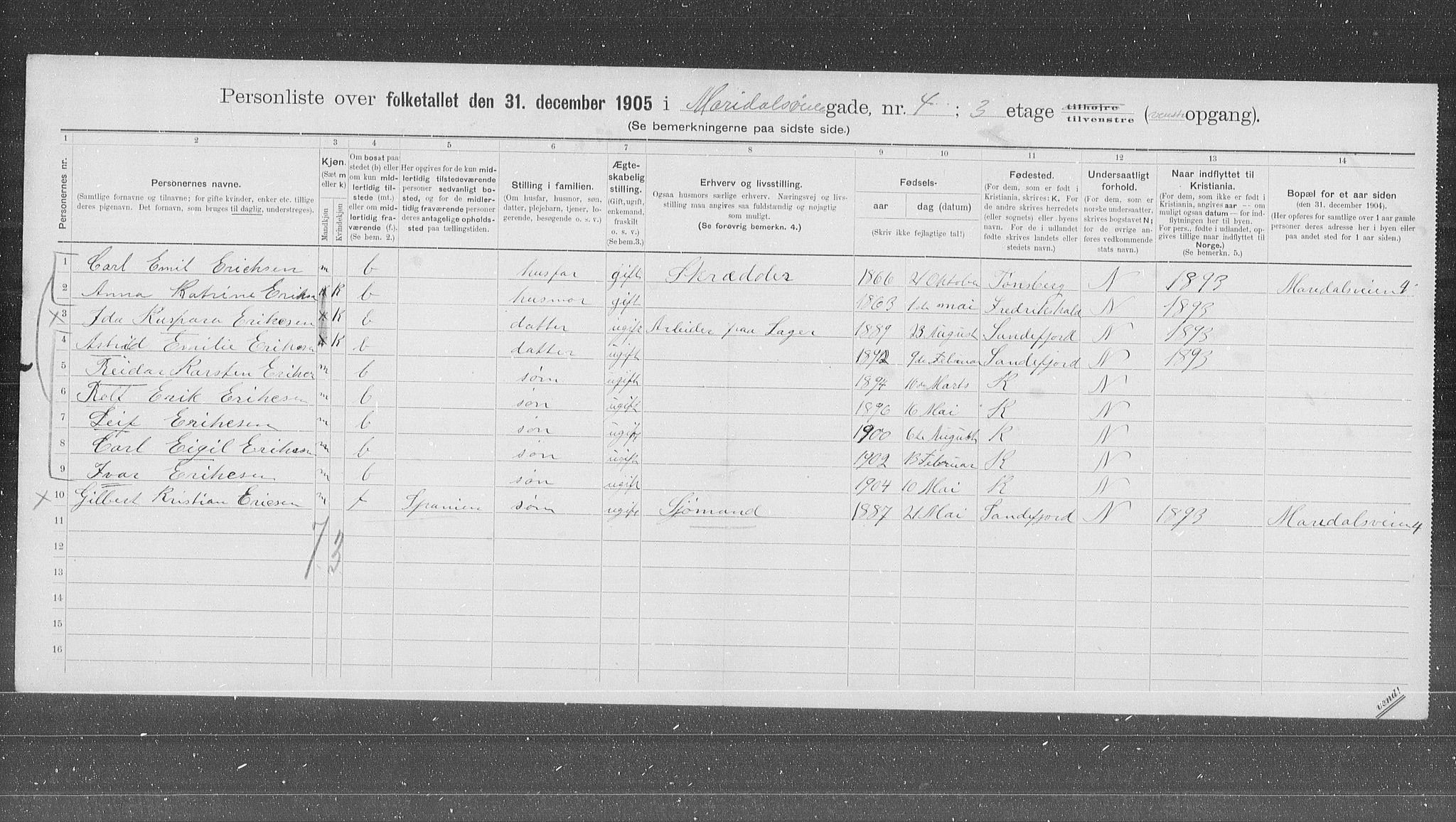 OBA, Kommunal folketelling 31.12.1905 for Kristiania kjøpstad, 1905, s. 31682