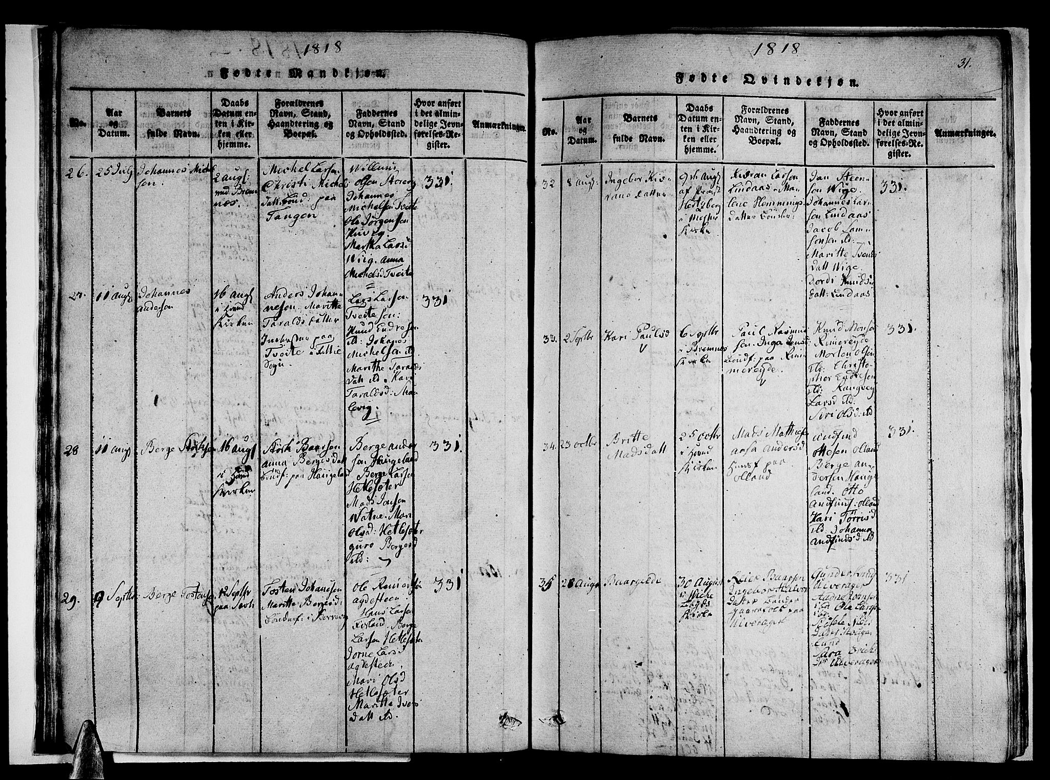 Stord sokneprestembete, SAB/A-78201/H/Haa: Ministerialbok nr. A 5, 1816-1825, s. 31