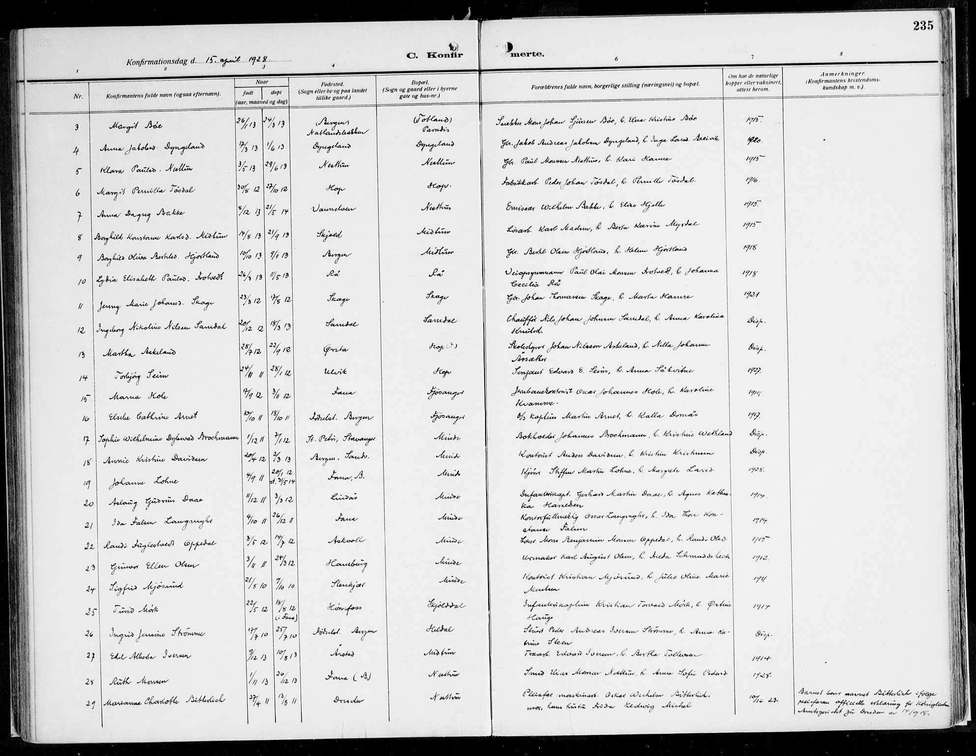 Fana Sokneprestembete, AV/SAB-A-75101/H/Haa/Haaj/L0001: Ministerialbok nr. J 1, 1921-1935, s. 235