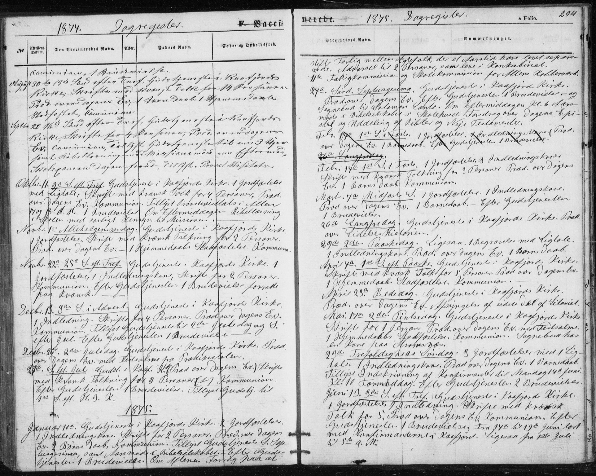 Alta sokneprestkontor, AV/SATØ-S-1338/H/Hb/L0002.klokk: Klokkerbok nr. 2, 1856-1880, s. 294