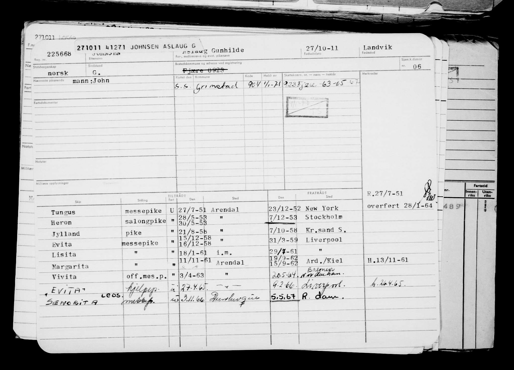 Direktoratet for sjømenn, AV/RA-S-3545/G/Gb/L0100: Hovedkort, 1911, s. 431