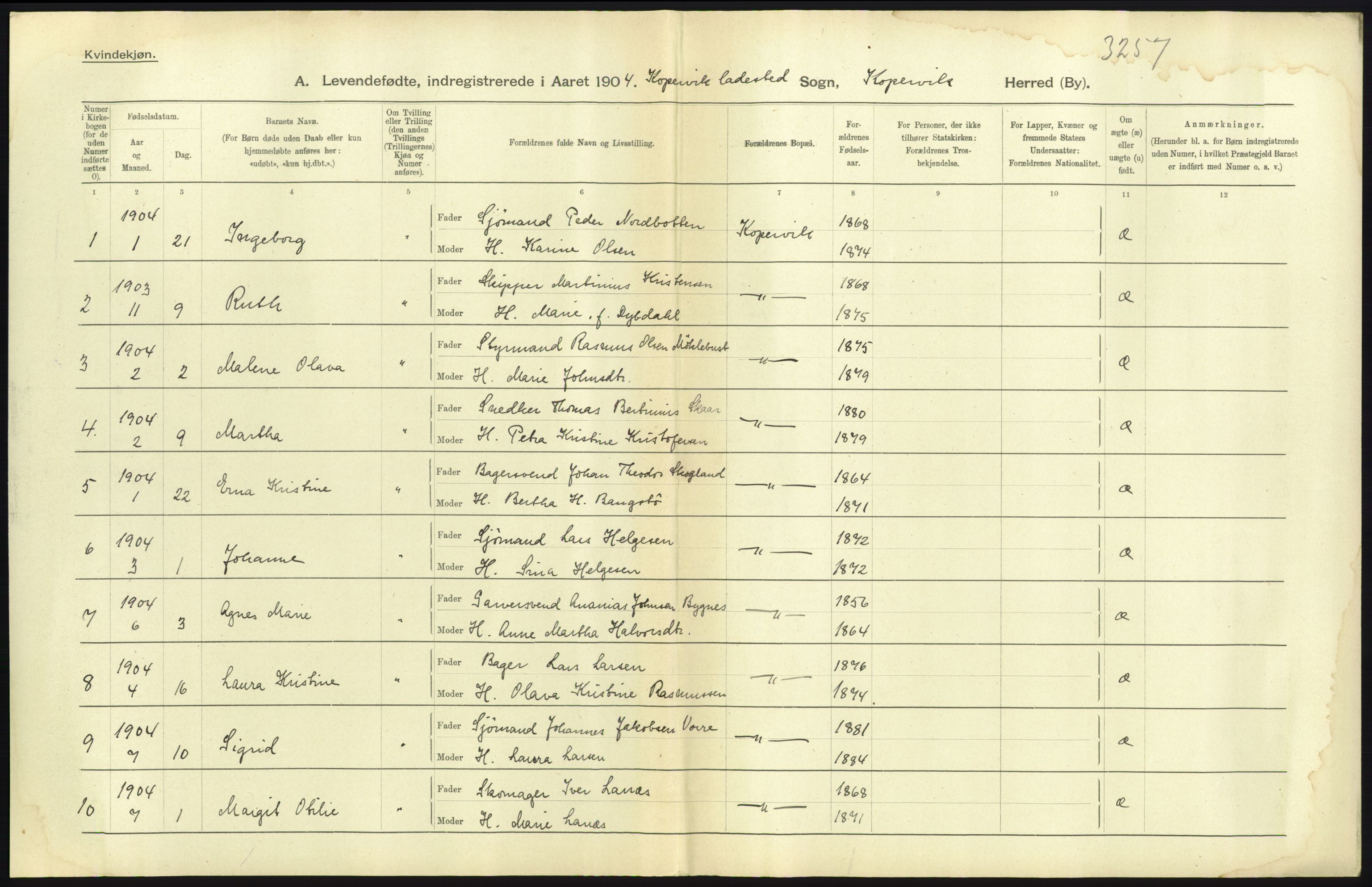 Statistisk sentralbyrå, Sosiodemografiske emner, Befolkning, AV/RA-S-2228/D/Df/Dfa/Dfab/L0012: Stavanger amt: Fødte, gifte, døde, 1904, s. 39