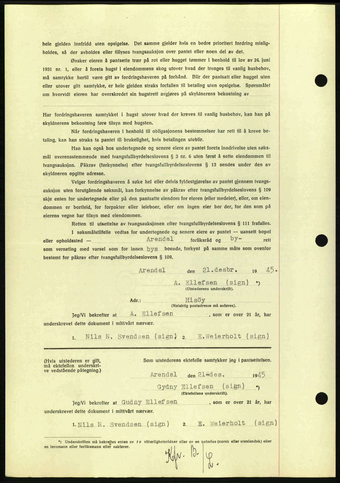 Nedenes sorenskriveri, SAK/1221-0006/G/Gb/Gbb/L0003: Pantebok nr. B3a, 1945-1945, Dagboknr: 878/1945