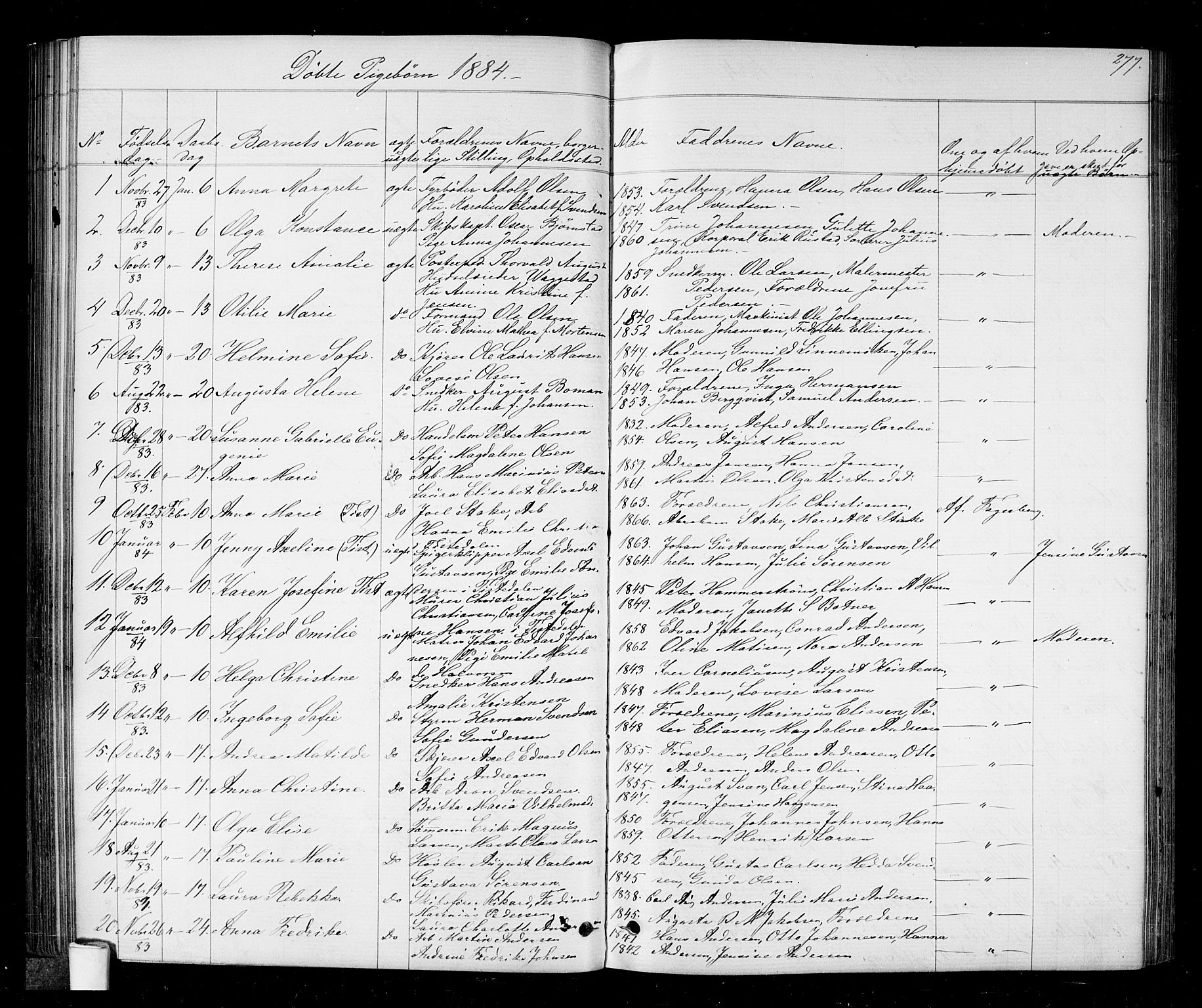 Halden prestekontor Kirkebøker, AV/SAO-A-10909/G/Ga/L0006: Klokkerbok nr. 6, 1869-1884, s. 277