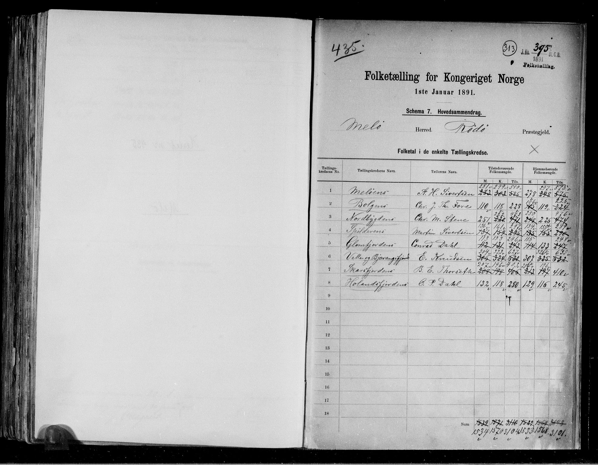 RA, Folketelling 1891 for 1837 Meløy herred, 1891, s. 2