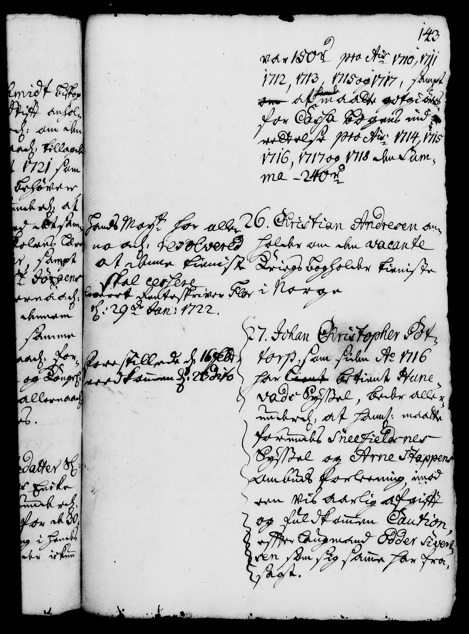Rentekammeret, Kammerkanselliet, AV/RA-EA-3111/G/Gh/Gha/L0005: Norsk ekstraktmemorialprotokoll (merket RK 53.50), 1721-1723, s. 143