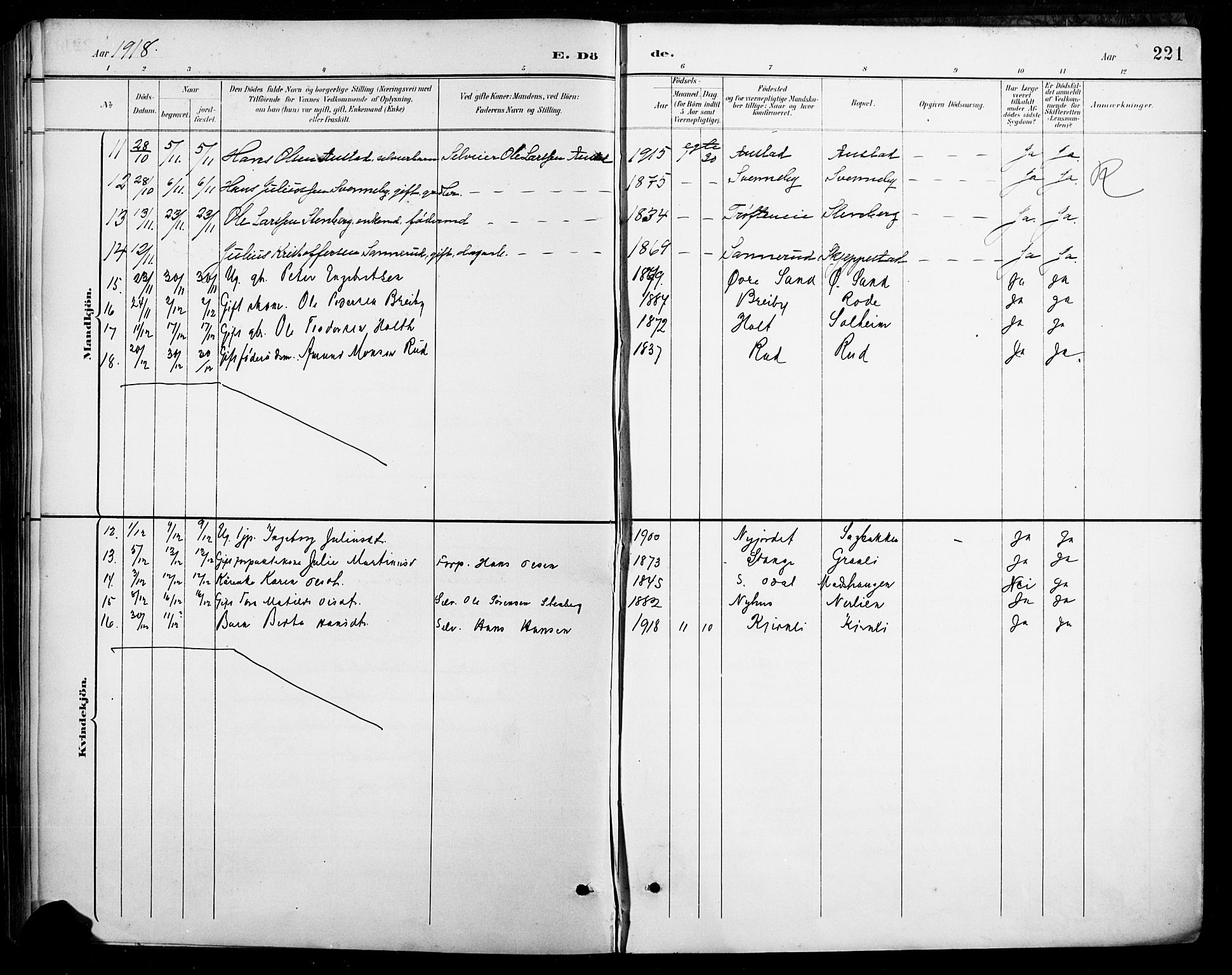 Nord-Odal prestekontor, AV/SAH-PREST-032/H/Ha/Hab/L0003: Klokkerbok nr. 3, 1895-1923, s. 221