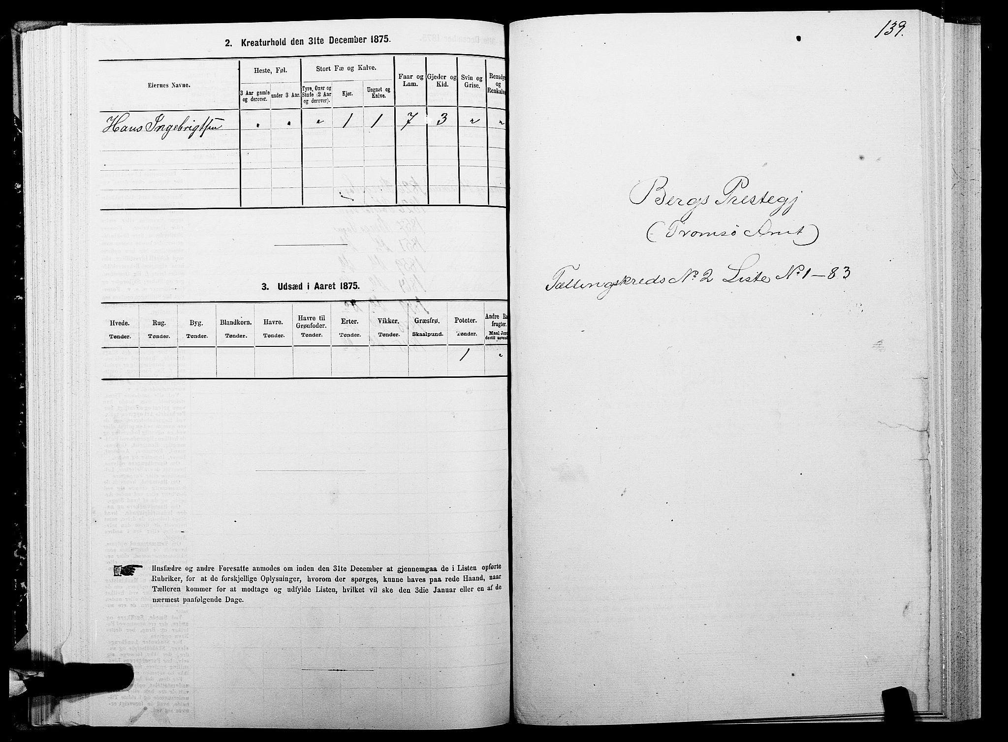 SATØ, Folketelling 1875 for 1929P Berg prestegjeld, 1875, s. 1139