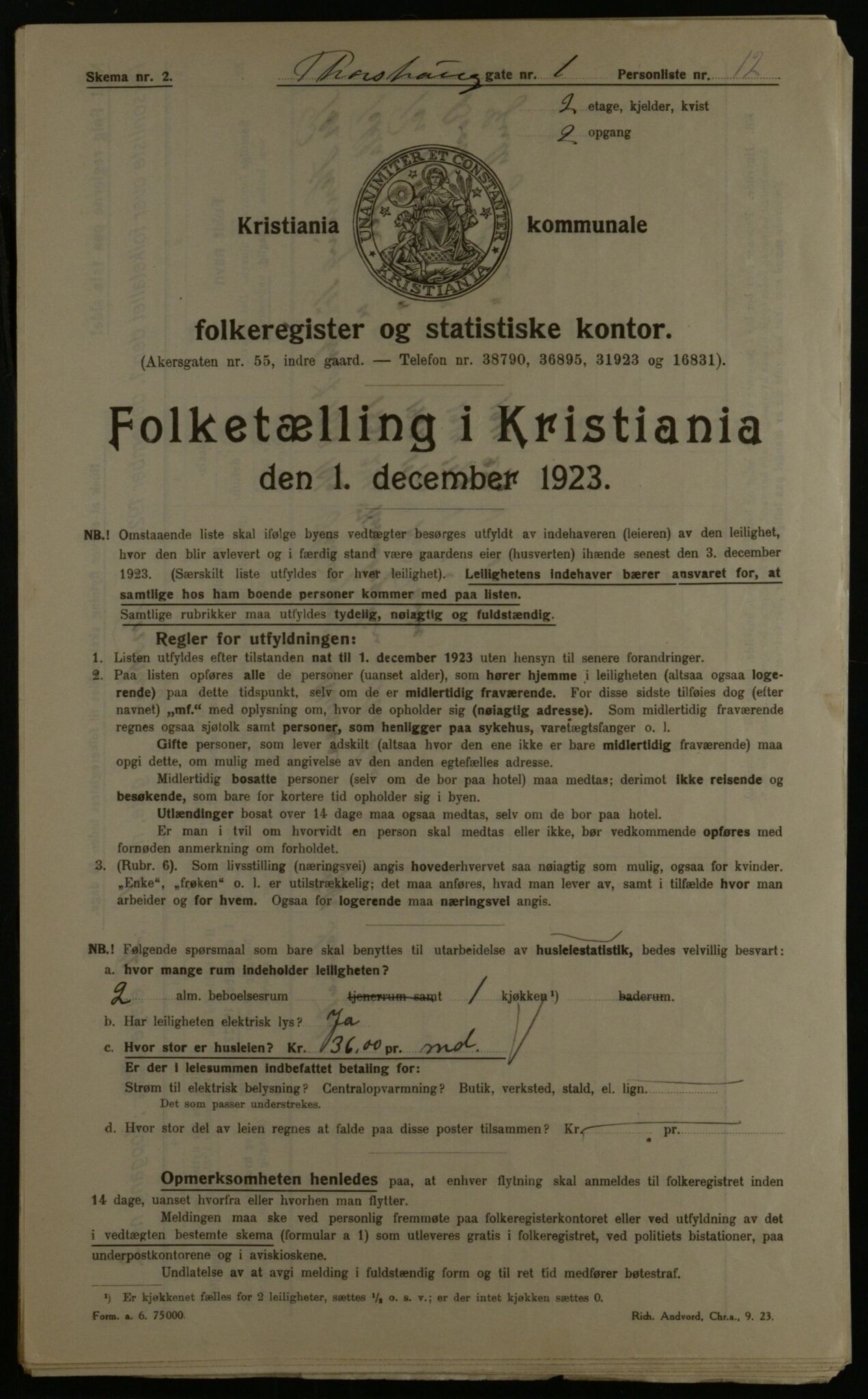 OBA, Kommunal folketelling 1.12.1923 for Kristiania, 1923, s. 126175