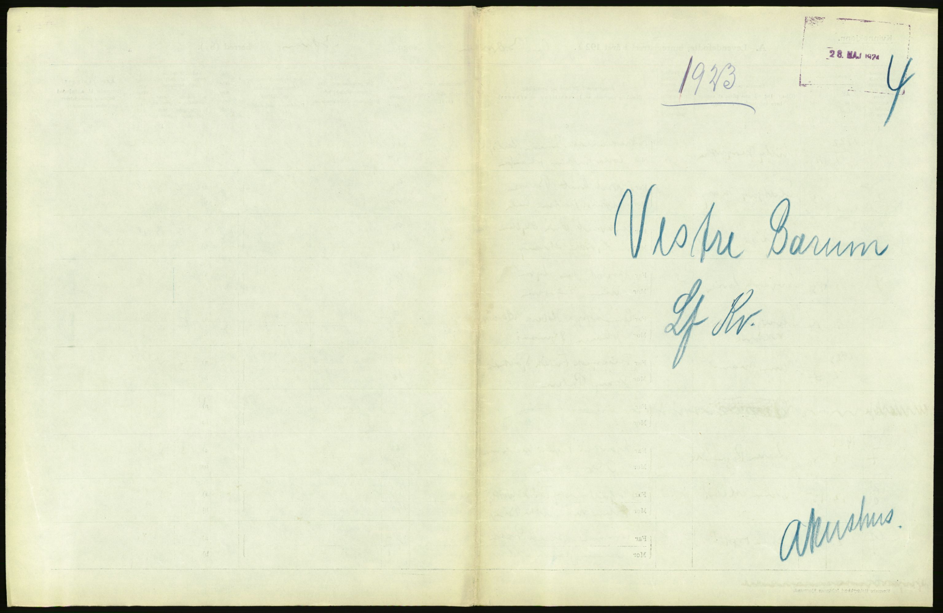 Statistisk sentralbyrå, Sosiodemografiske emner, Befolkning, RA/S-2228/D/Df/Dfc/Dfcc/L0003: Akershus fylke: Levendefødte menn og kvinner. Bygder., 1923, s. 647