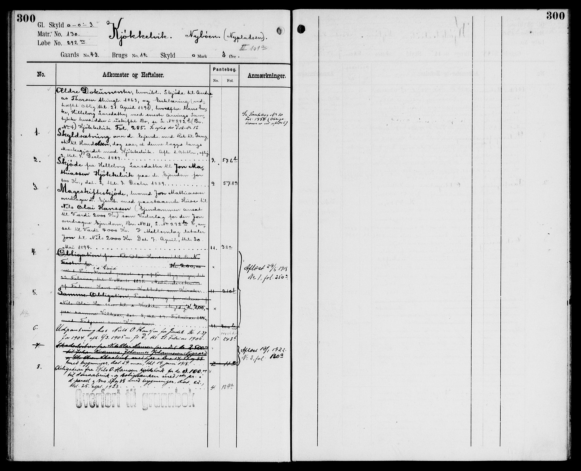 Midhordland sorenskriveri, AV/SAB-A-3001/1/G/Ga/Gab/L0107: Panteregister nr. II.A.b.107, s. 300