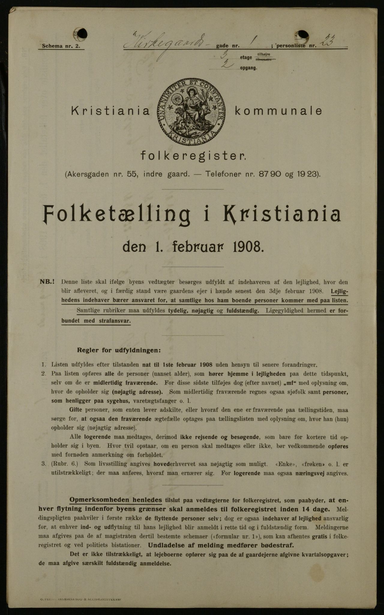 OBA, Kommunal folketelling 1.2.1908 for Kristiania kjøpstad, 1908, s. 44808