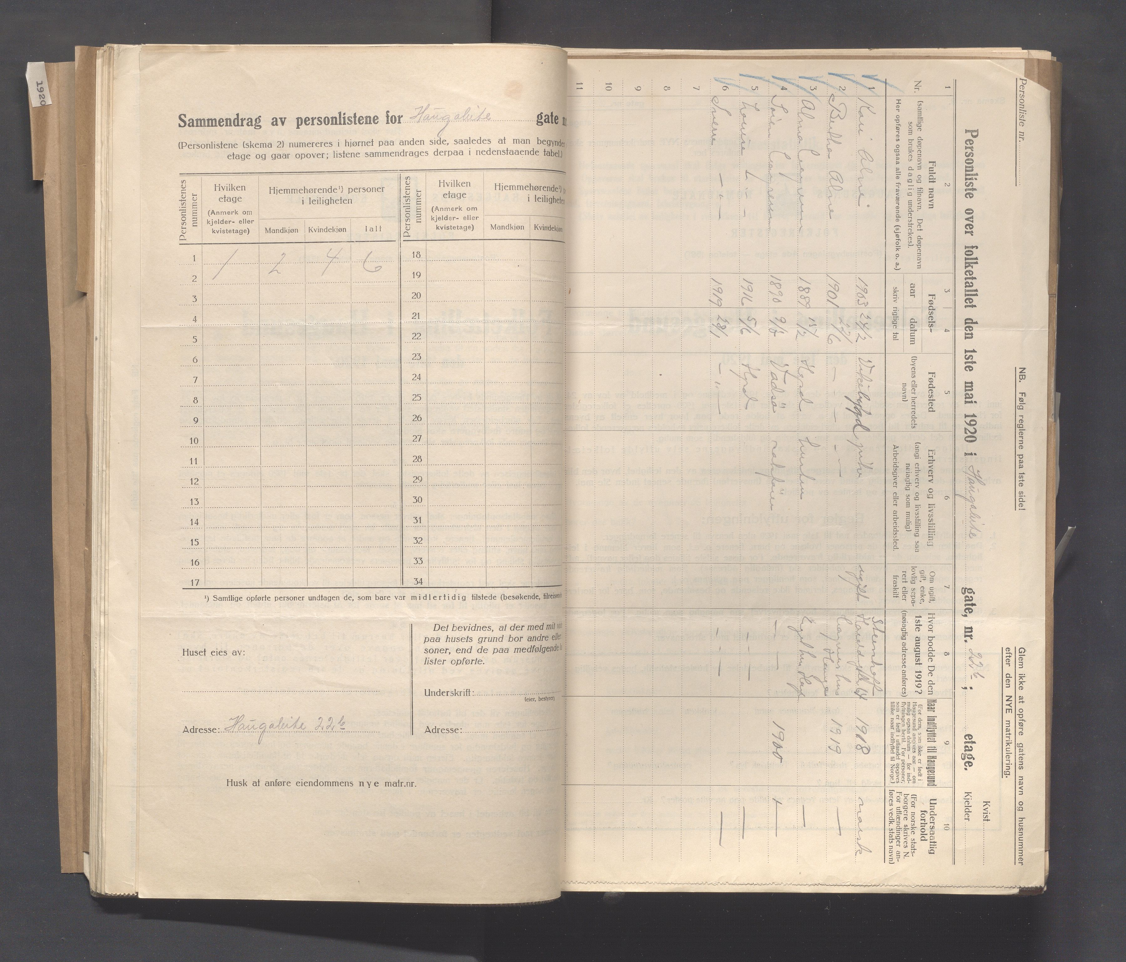 IKAR, Kommunal folketelling 1.5.1920 for Haugesund, 1920, s. 1158