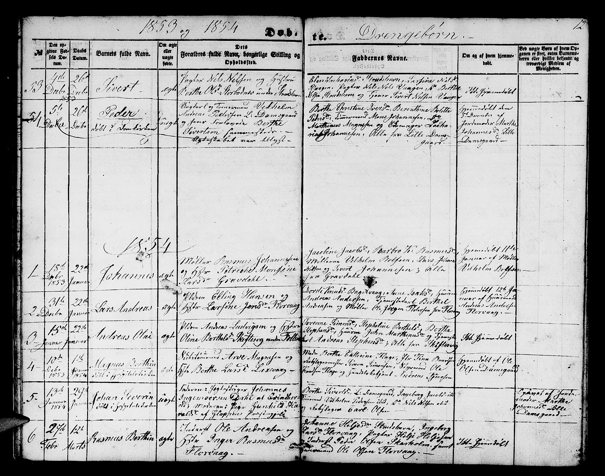 Askøy Sokneprestembete, AV/SAB-A-74101/H/Ha/Hab/Haba/L0004: Klokkerbok nr. A 4, 1852-1864, s. 12