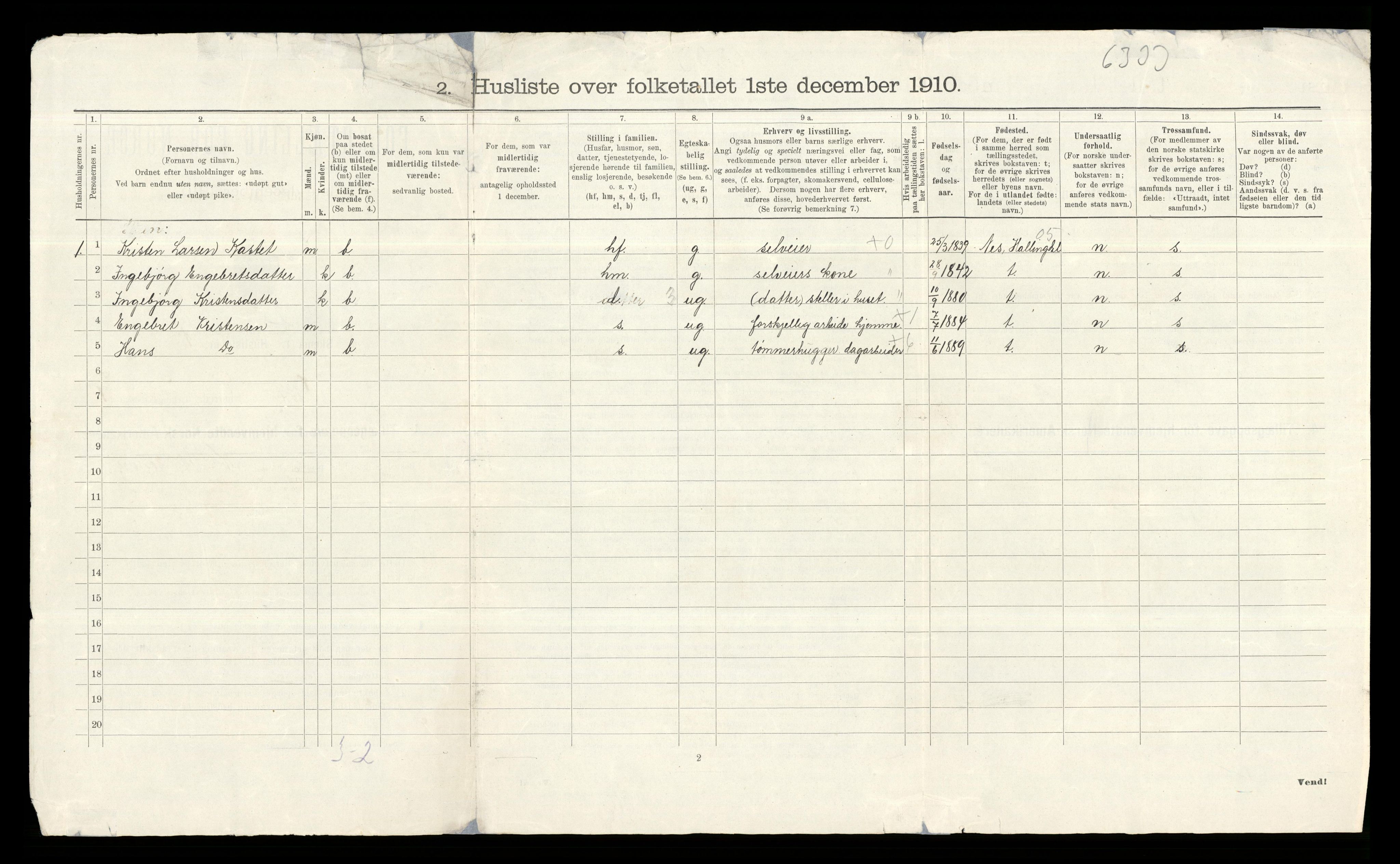 RA, Folketelling 1910 for 0617 Gol herred, 1910, s. 33