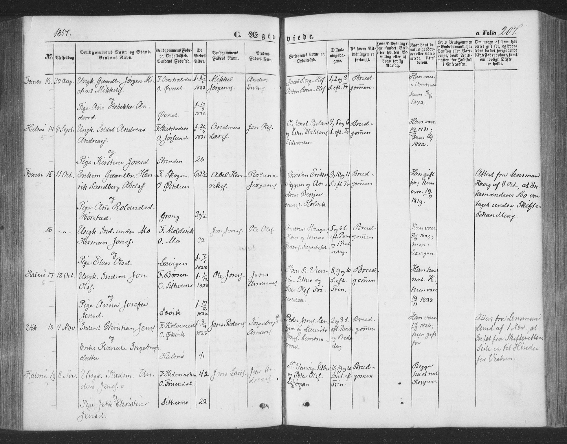 Ministerialprotokoller, klokkerbøker og fødselsregistre - Nord-Trøndelag, SAT/A-1458/773/L0615: Ministerialbok nr. 773A06, 1857-1870, s. 207