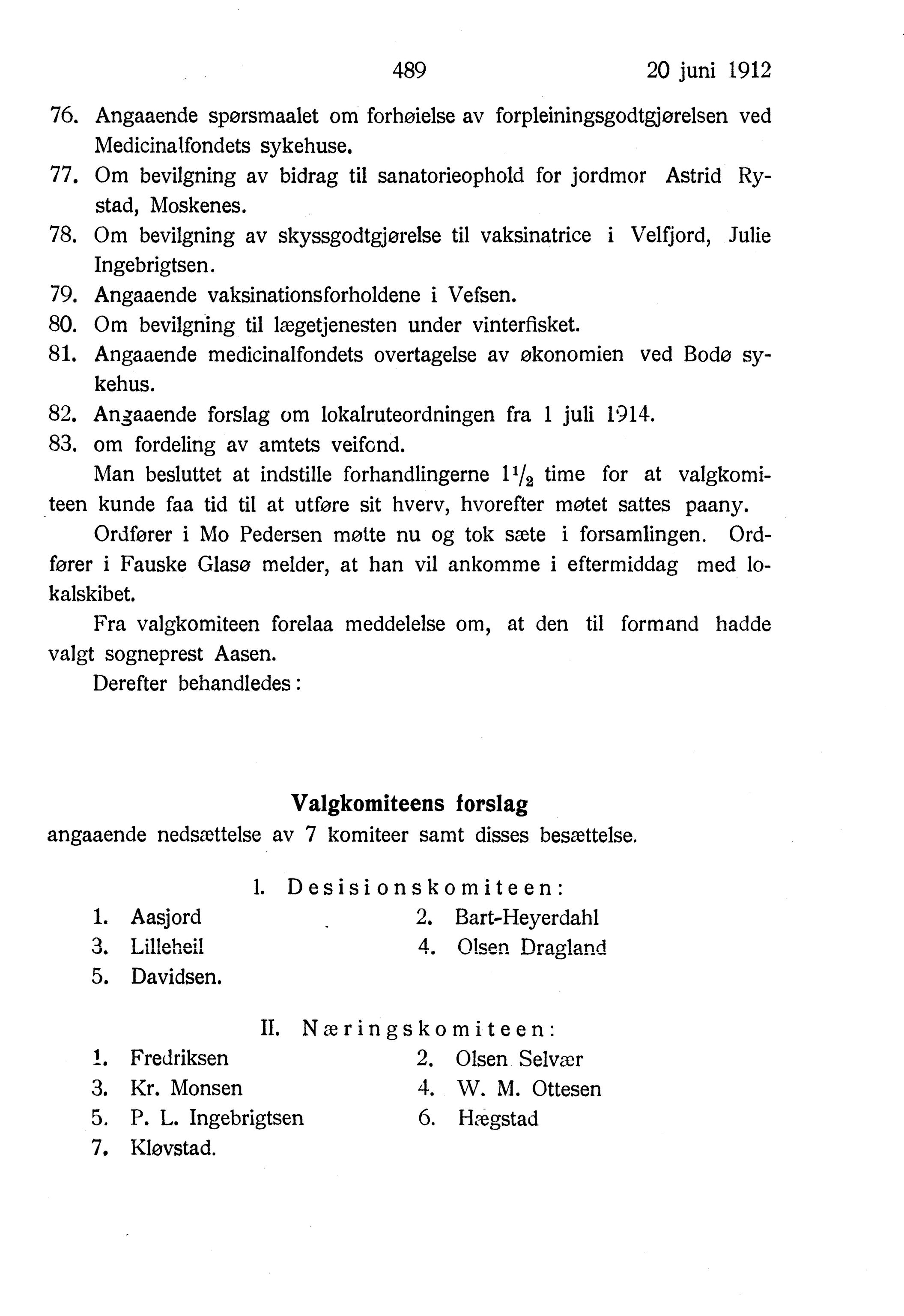 Nordland Fylkeskommune. Fylkestinget, AIN/NFK-17/176/A/Ac/L0035: Fylkestingsforhandlinger 1912, 1912