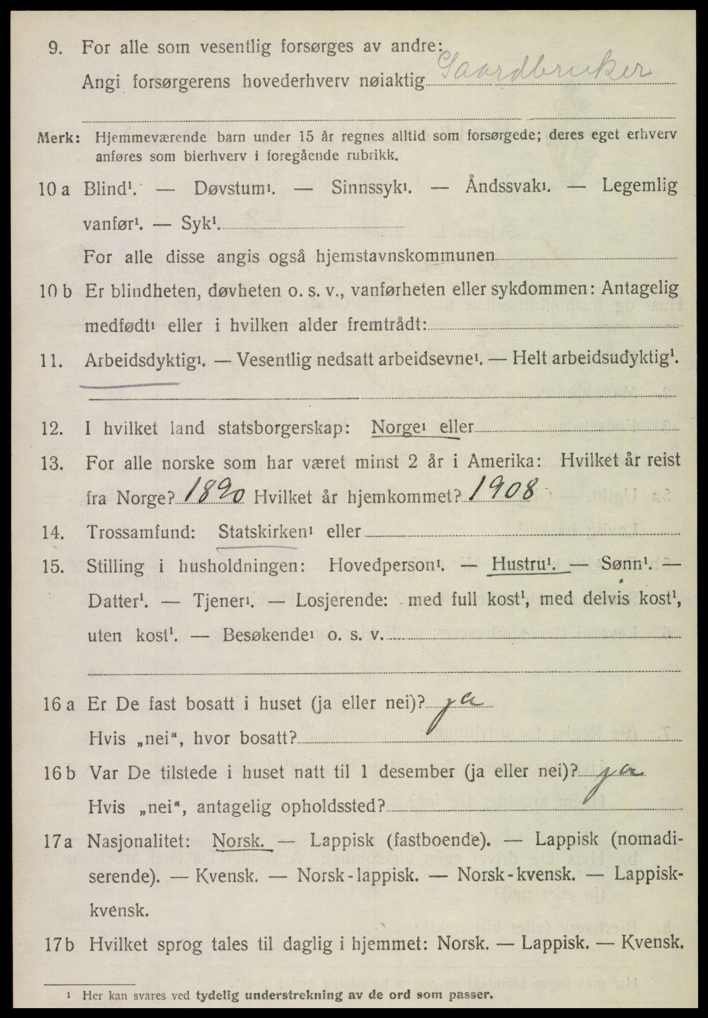 SAT, Folketelling 1920 for 1736 Snåsa herred, 1920, s. 1587