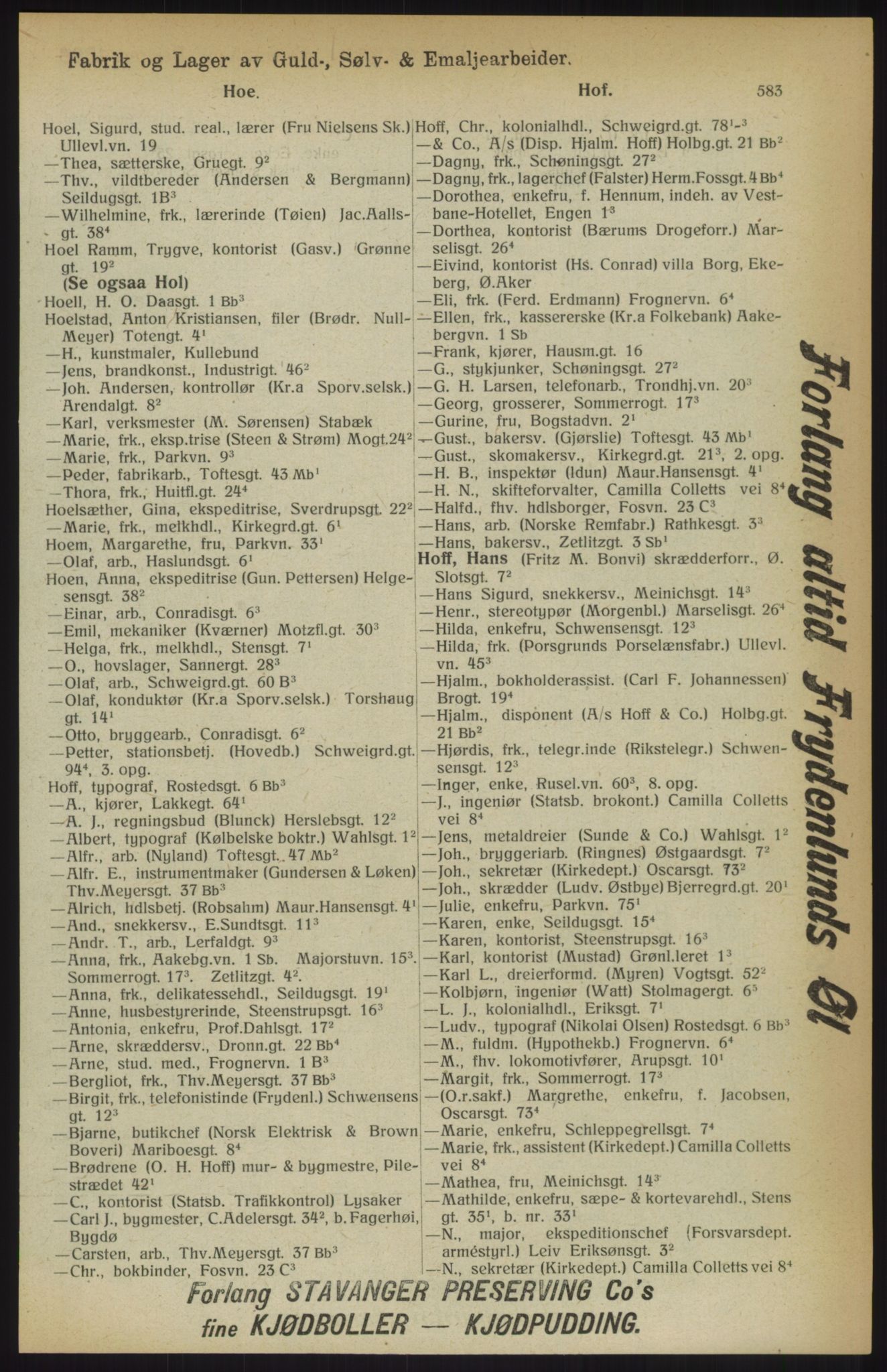 Kristiania/Oslo adressebok, PUBL/-, 1914, s. 583