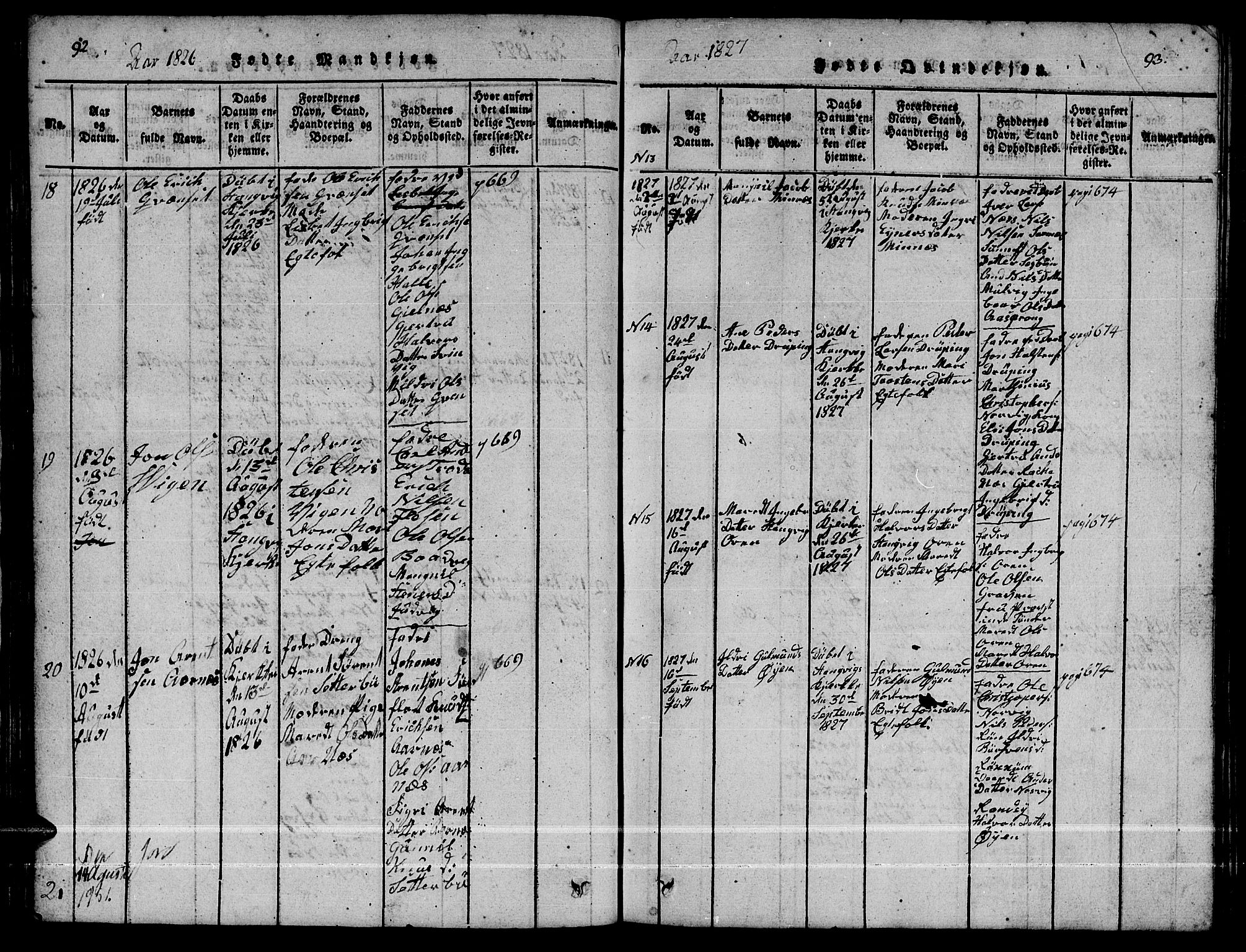 Ministerialprotokoller, klokkerbøker og fødselsregistre - Møre og Romsdal, AV/SAT-A-1454/592/L1031: Klokkerbok nr. 592C01, 1820-1833, s. 92-93