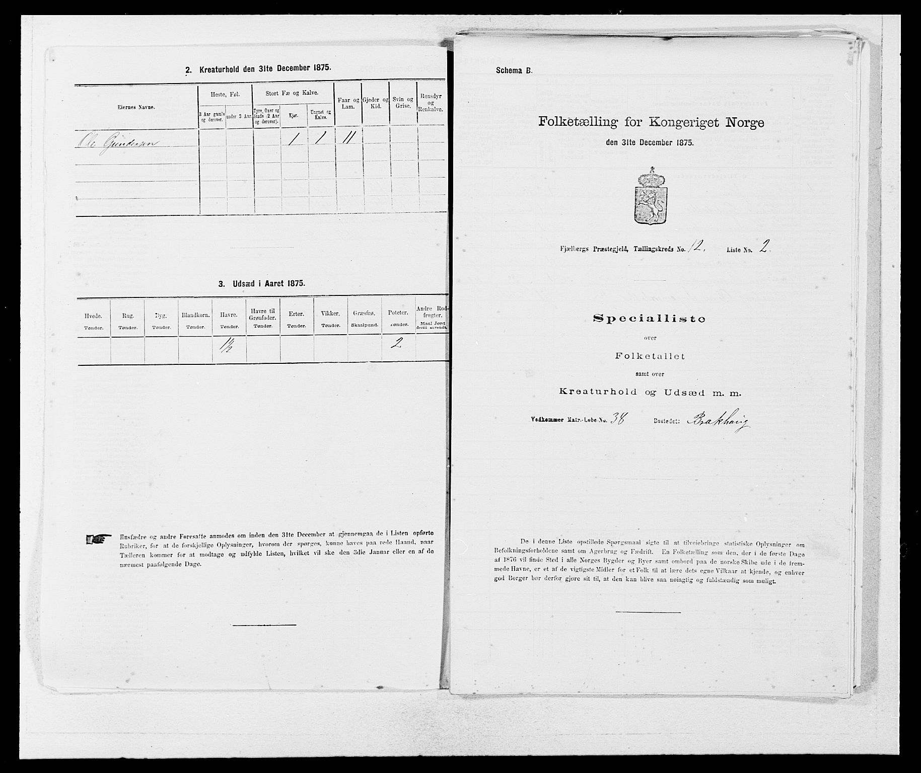 SAB, Folketelling 1875 for 1213P Fjelberg prestegjeld, 1875, s. 1180