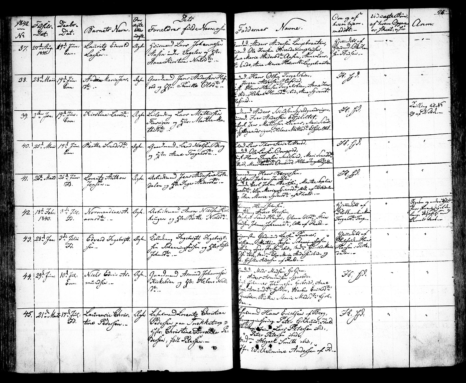 Idd prestekontor Kirkebøker, AV/SAO-A-10911/F/Fc/L0003: Ministerialbok nr. III 3, 1832-1847, s. 96