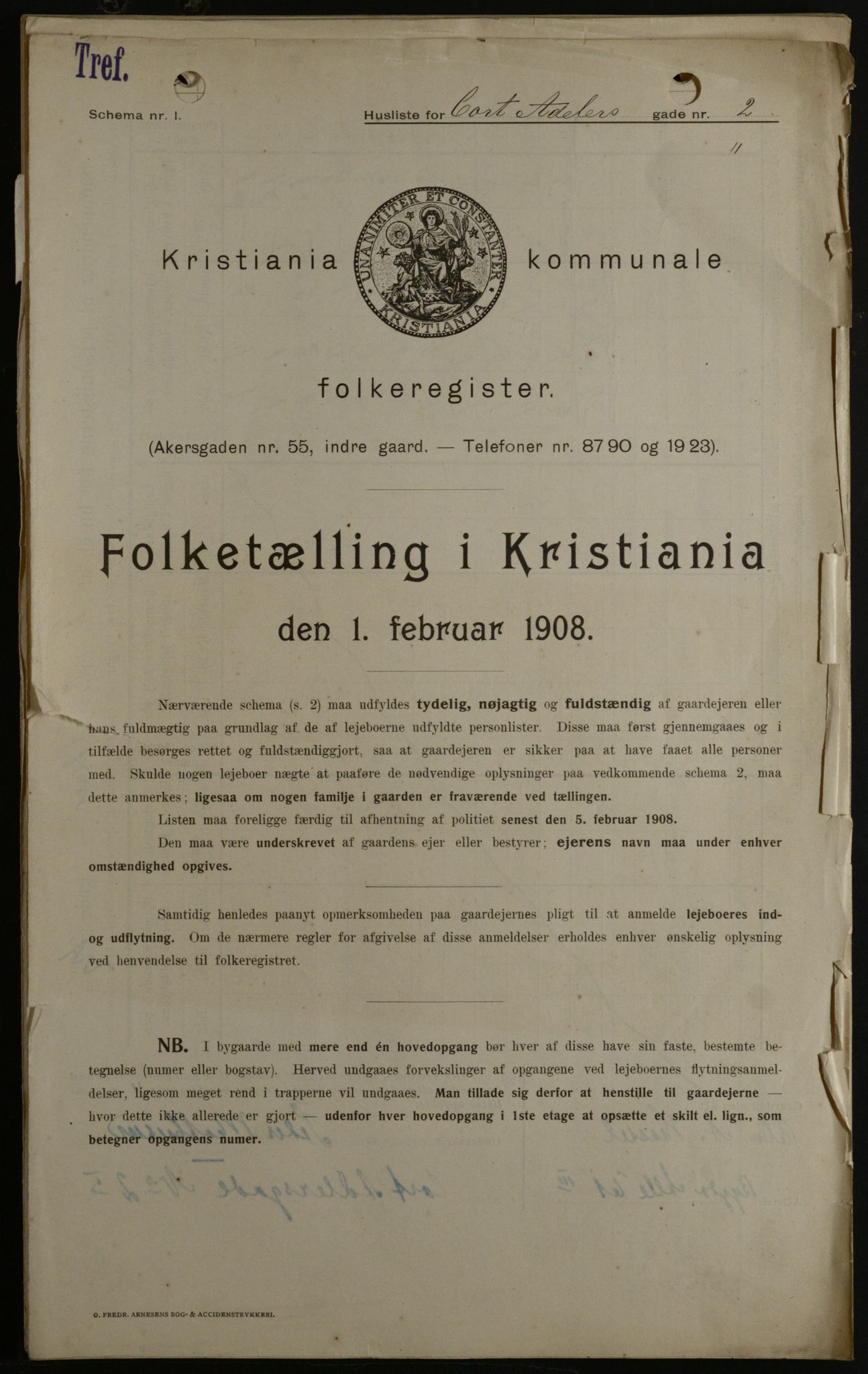 OBA, Kommunal folketelling 1.2.1908 for Kristiania kjøpstad, 1908, s. 12731