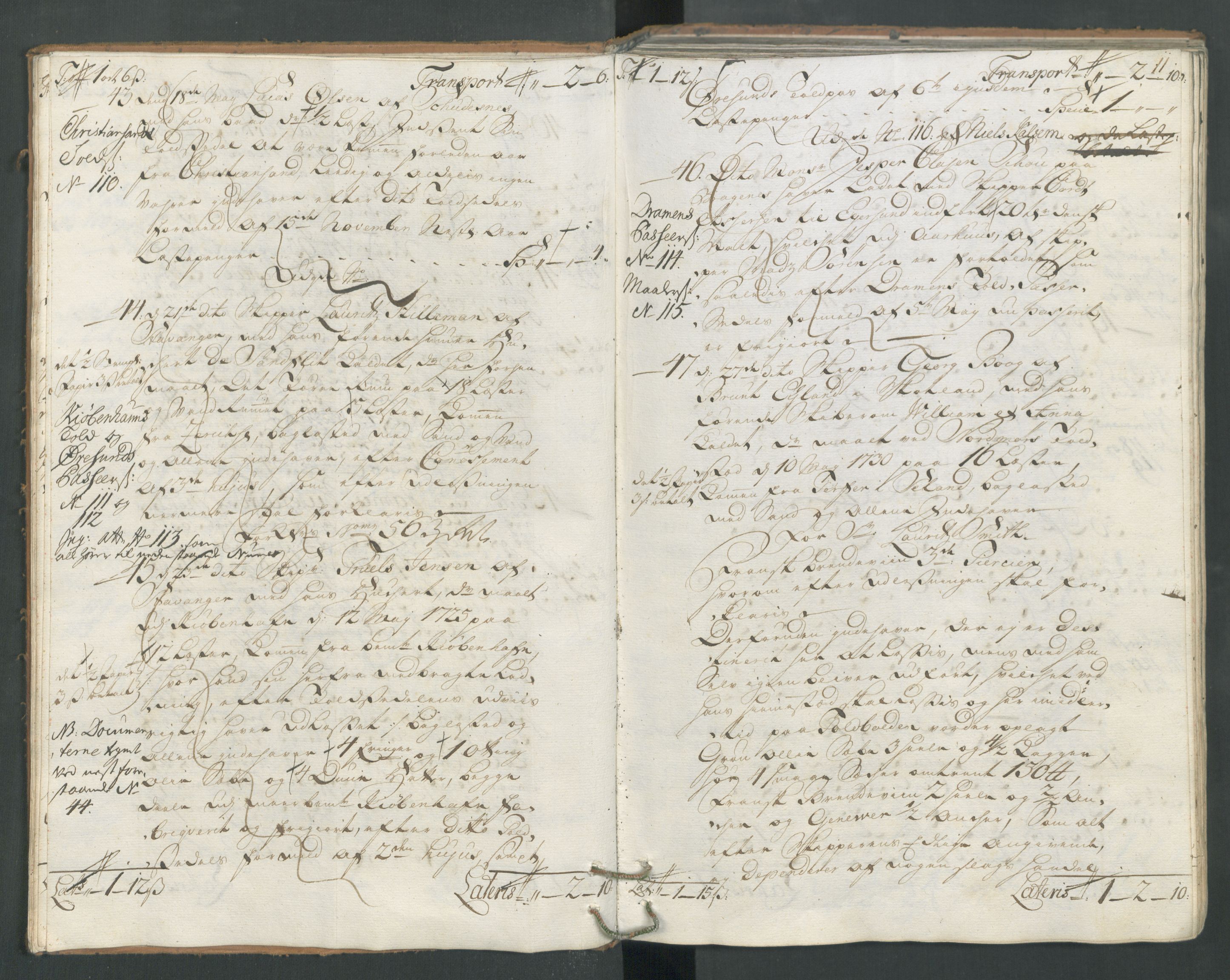 Generaltollkammeret, tollregnskaper, AV/RA-EA-5490/R22/L0012/0001: Tollregnskaper Stavanger / Hovedtollbok, 1733, s. 10b-11a