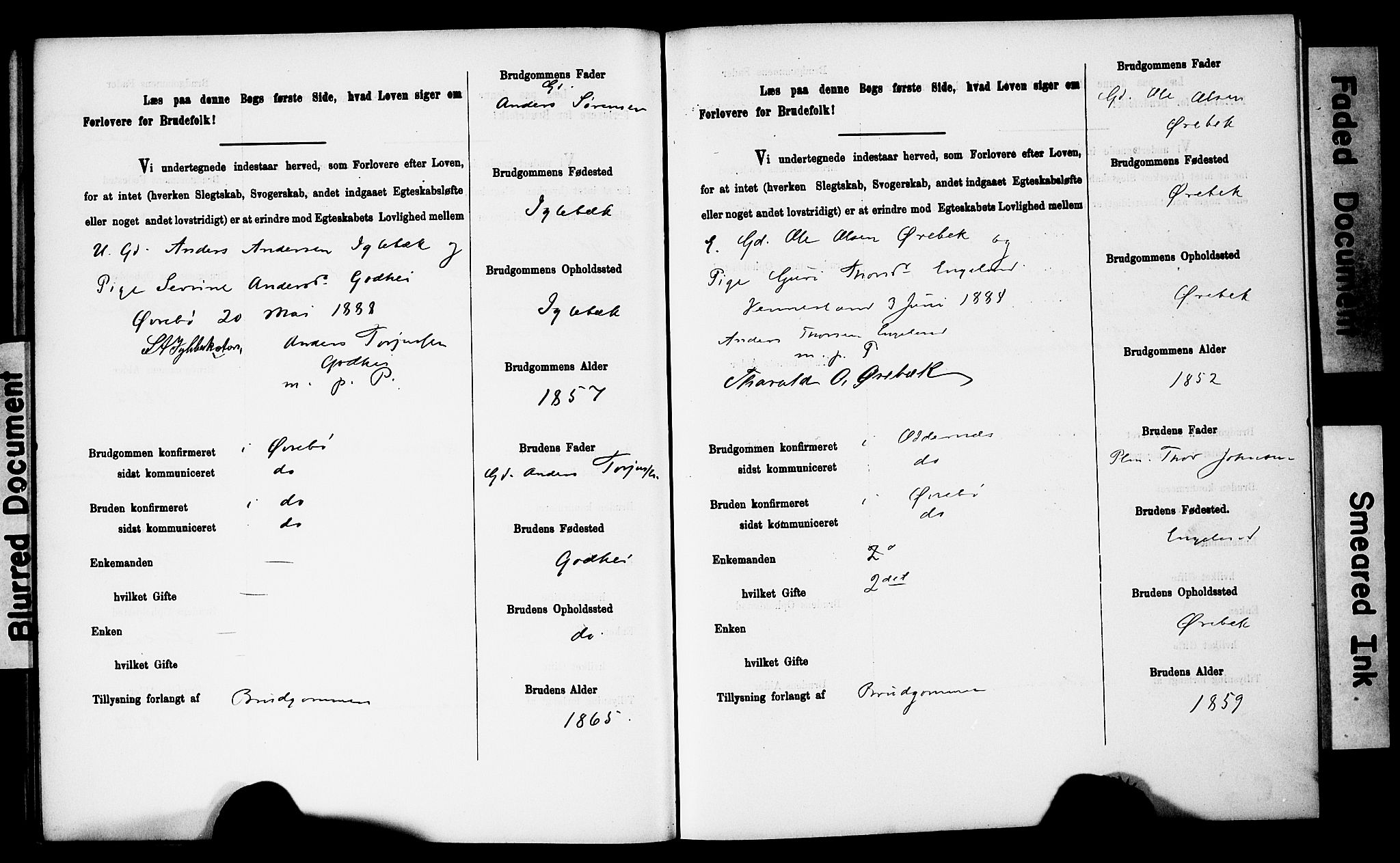 Vennesla sokneprestkontor, SAK/1111-0045/J/L0032/0003: Lysningsprotokoll nr. II 5 1, 1886-1892, s. 22
