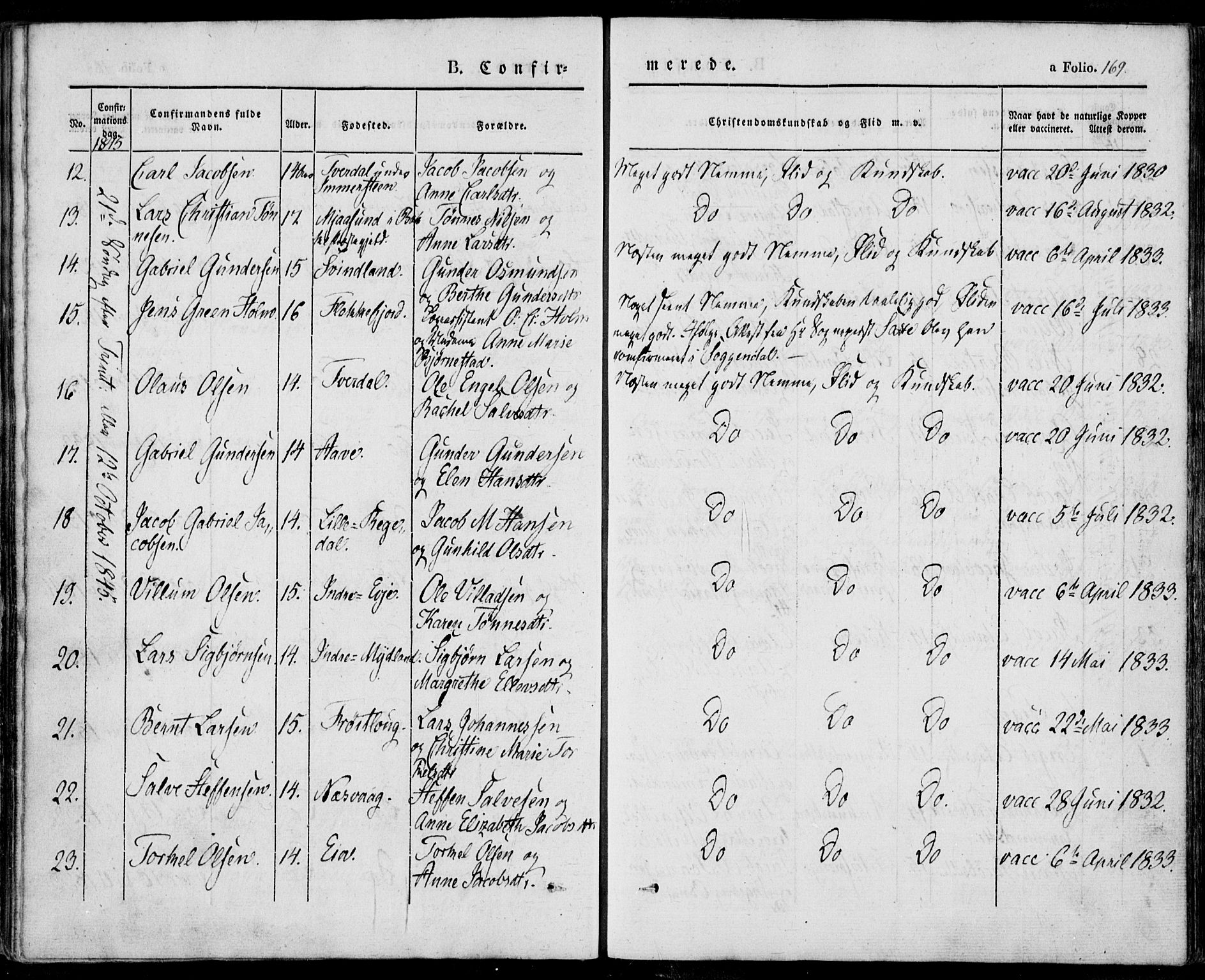 Sokndal sokneprestkontor, AV/SAST-A-101808: Ministerialbok nr. A 8.1, 1842-1857, s. 169