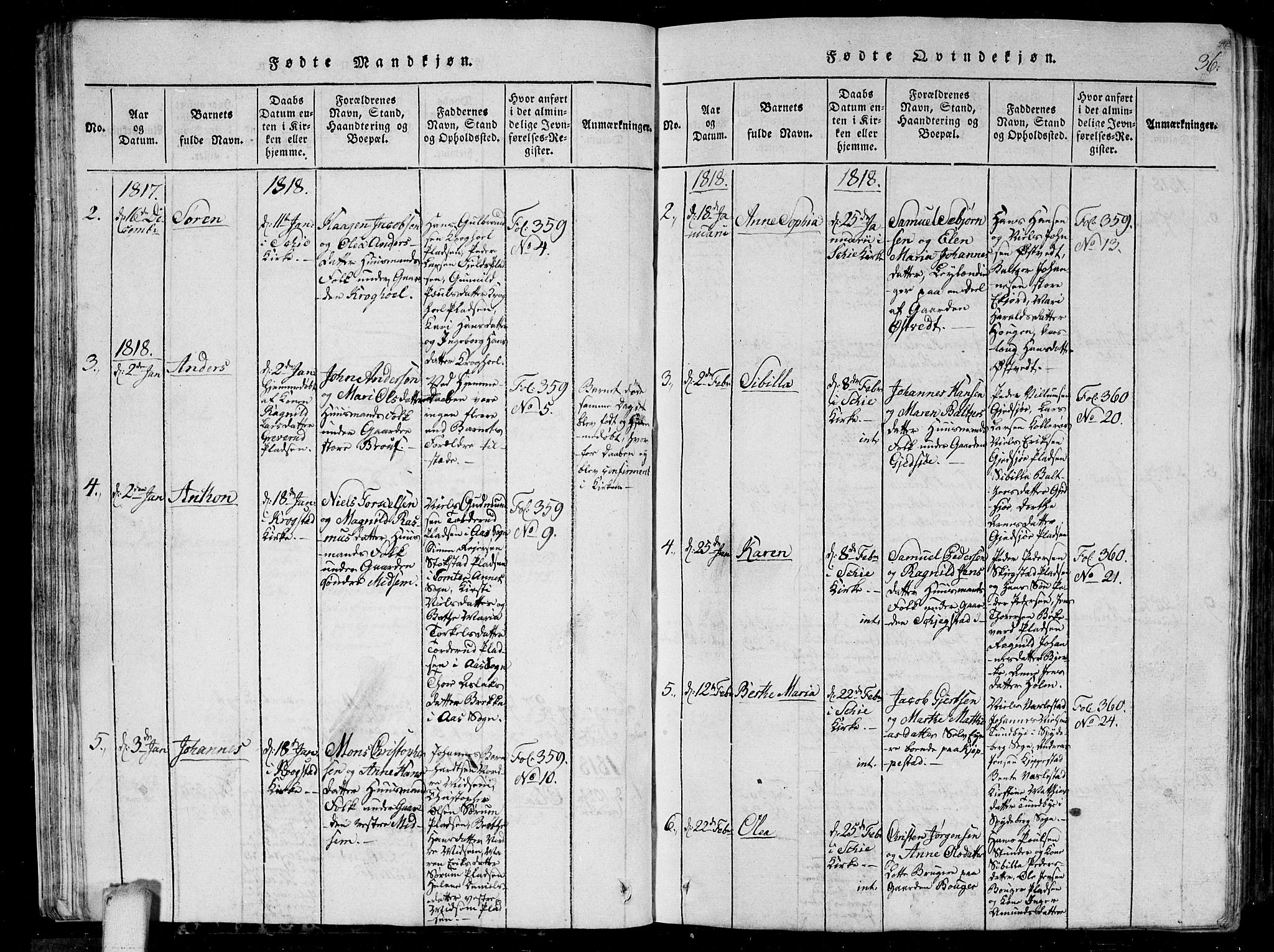Kråkstad prestekontor Kirkebøker, AV/SAO-A-10125a/G/Ga/L0001: Klokkerbok nr. I 1, 1813-1824, s. 36