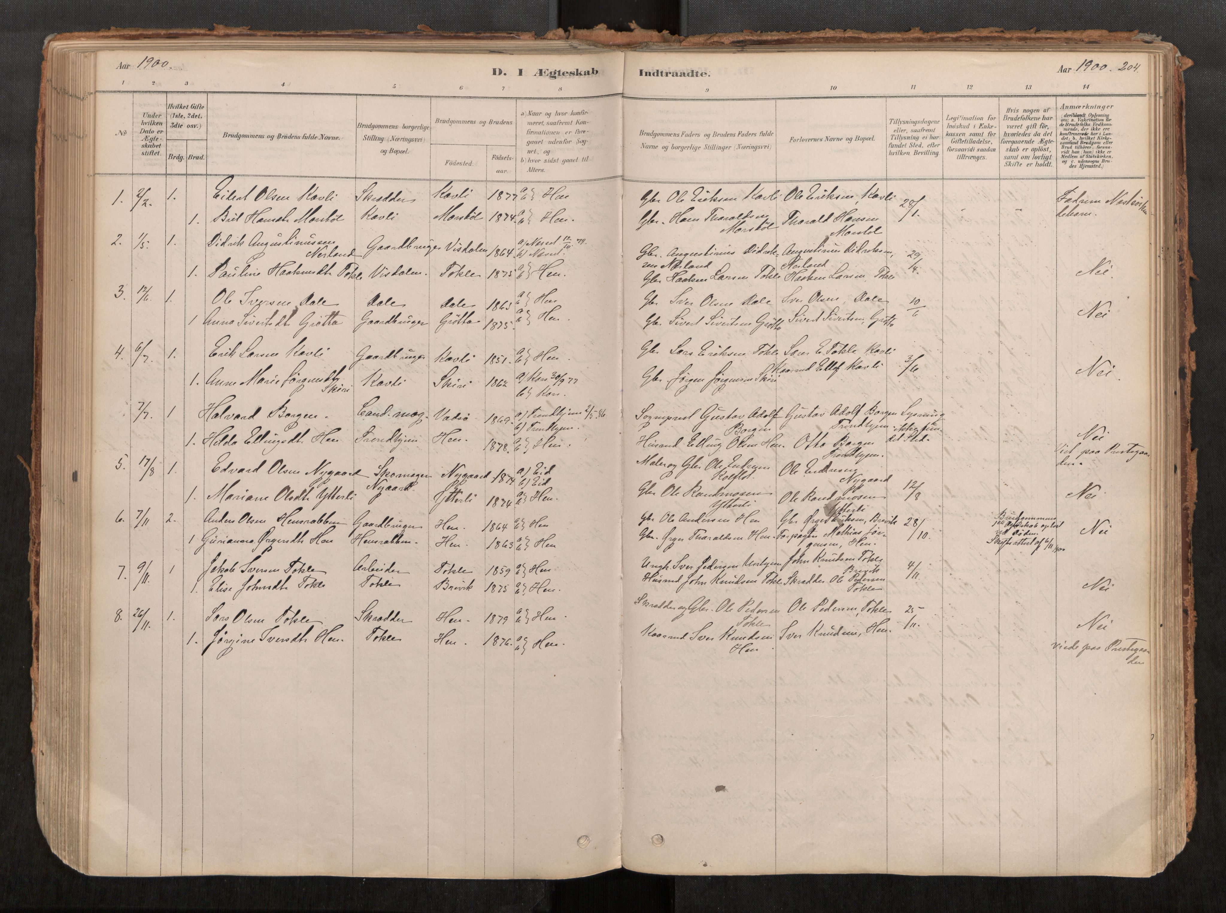 Ministerialprotokoller, klokkerbøker og fødselsregistre - Møre og Romsdal, SAT/A-1454/545/L0594: Ministerialbok nr. 545A03, 1878-1920, s. 204