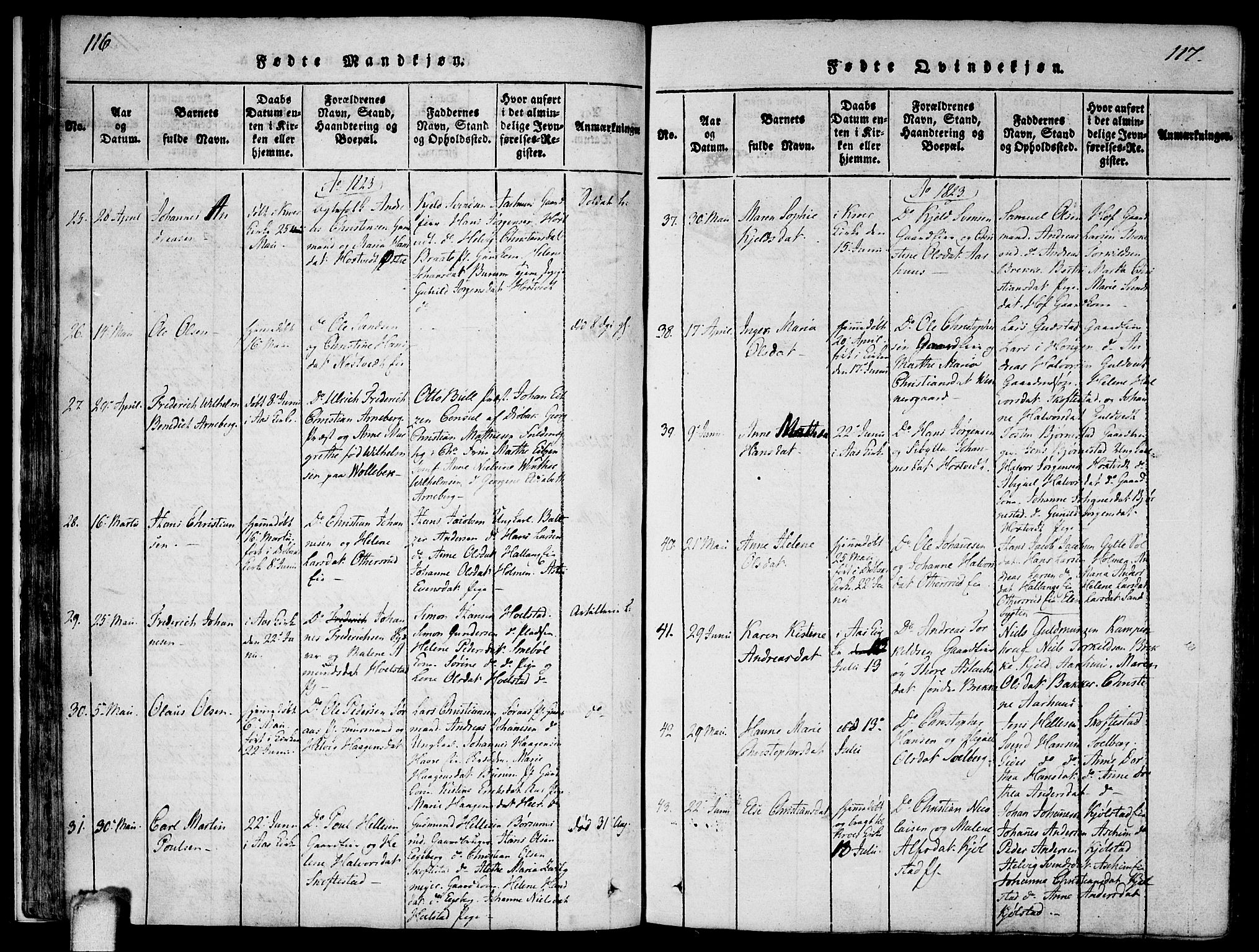 Ås prestekontor Kirkebøker, AV/SAO-A-10894/F/Fa/L0004: Ministerialbok nr. I 4, 1818-1826, s. 116-117