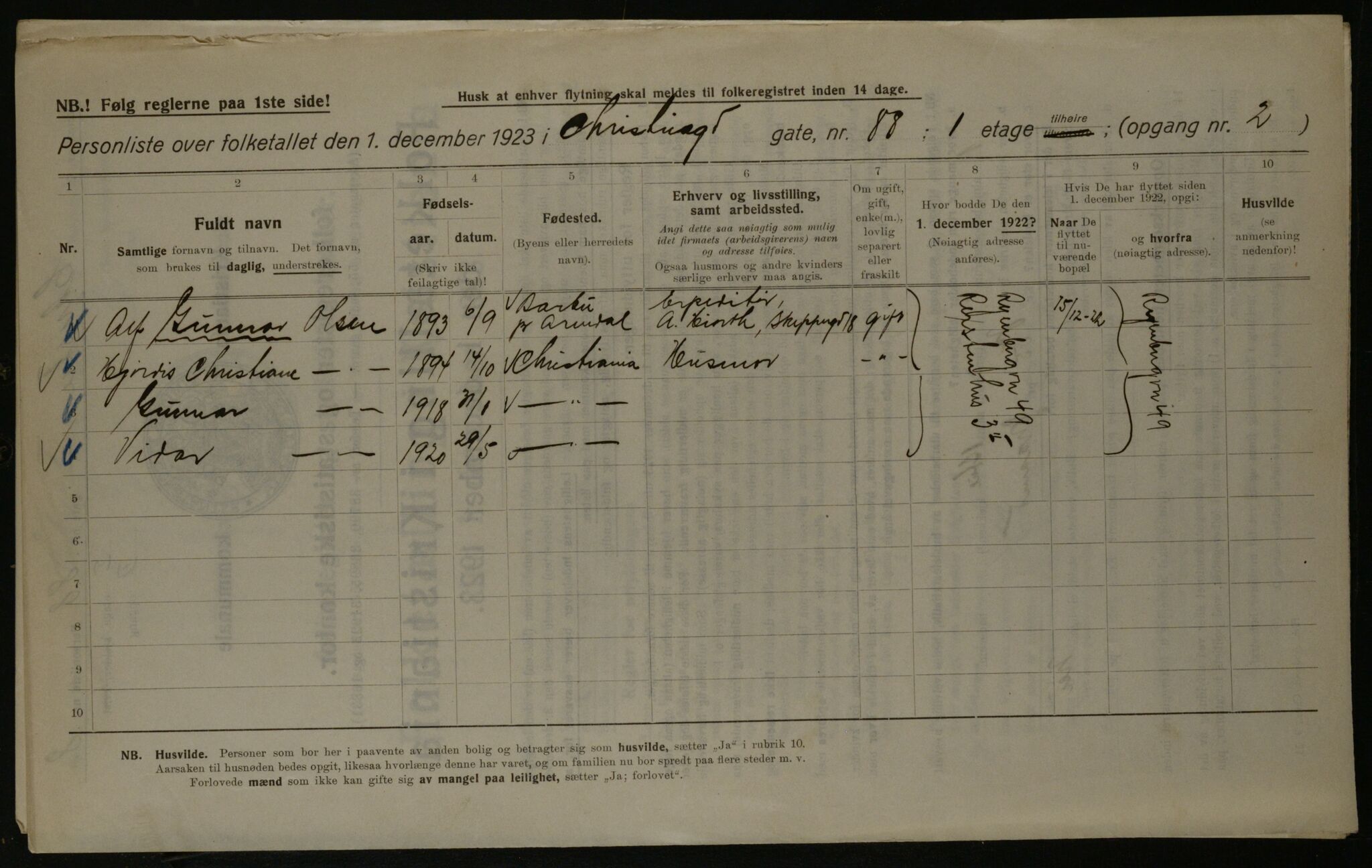 OBA, Kommunal folketelling 1.12.1923 for Kristiania, 1923, s. 14399