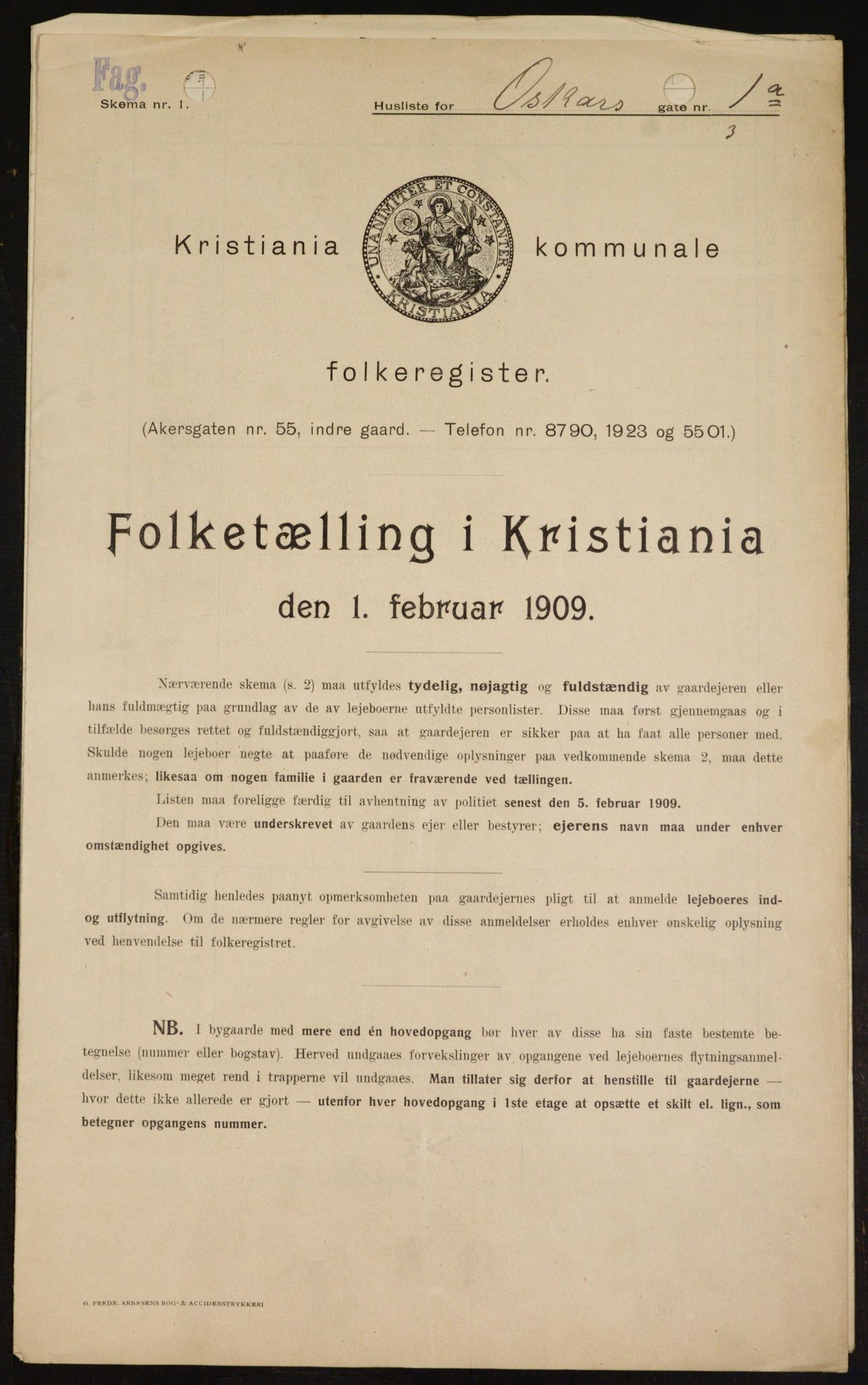 OBA, Kommunal folketelling 1.2.1909 for Kristiania kjøpstad, 1909, s. 68845