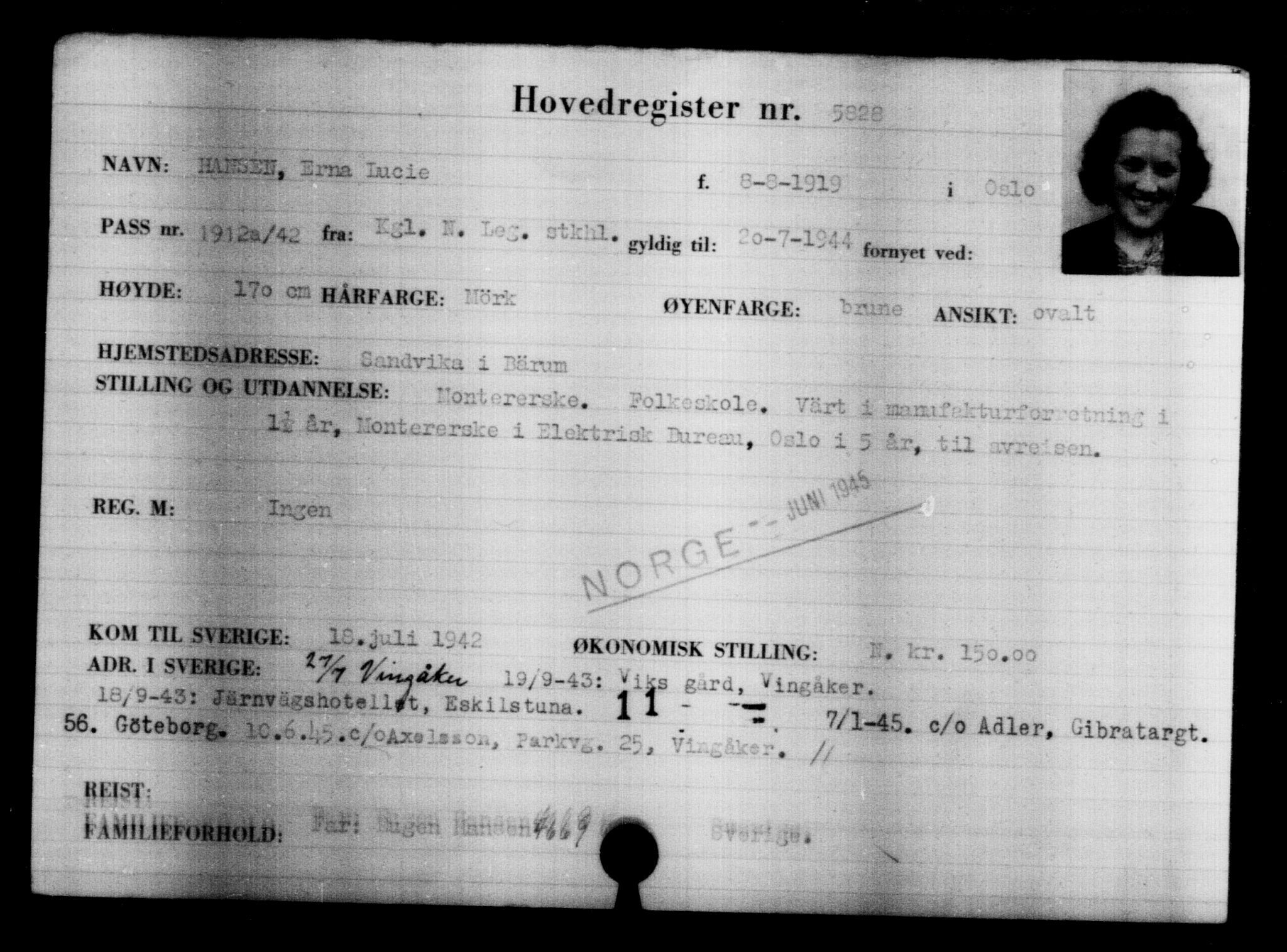 Den Kgl. Norske Legasjons Flyktningskontor, AV/RA-S-6753/V/Va/L0004: Kjesäterkartoteket.  Flyktningenr. 3496-6610, 1940-1945, s. 2713