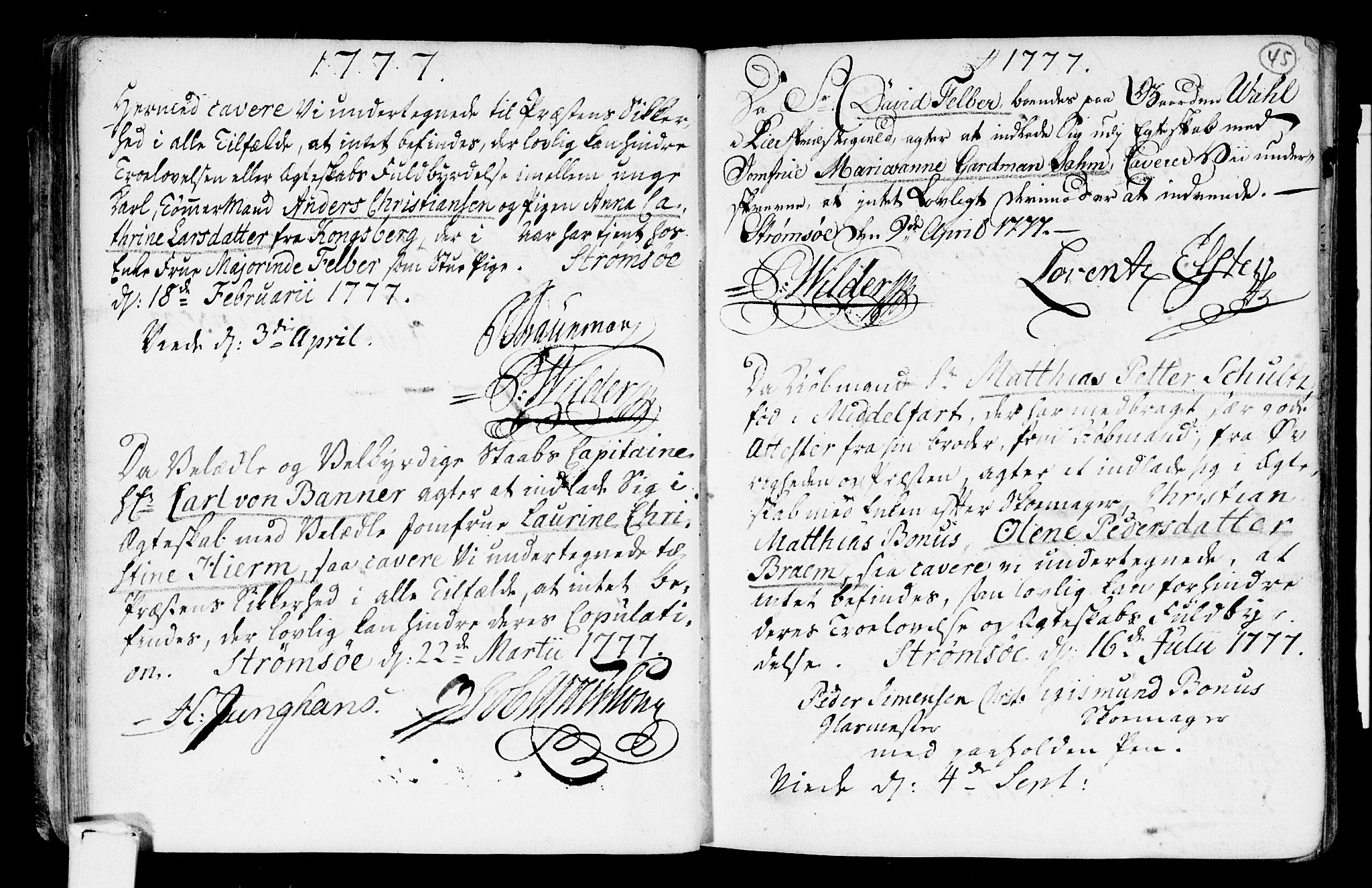Strømsø kirkebøker, SAKO/A-246/H/Hb/L0001: Forlovererklæringer nr. 1, 1752-1815, s. 45