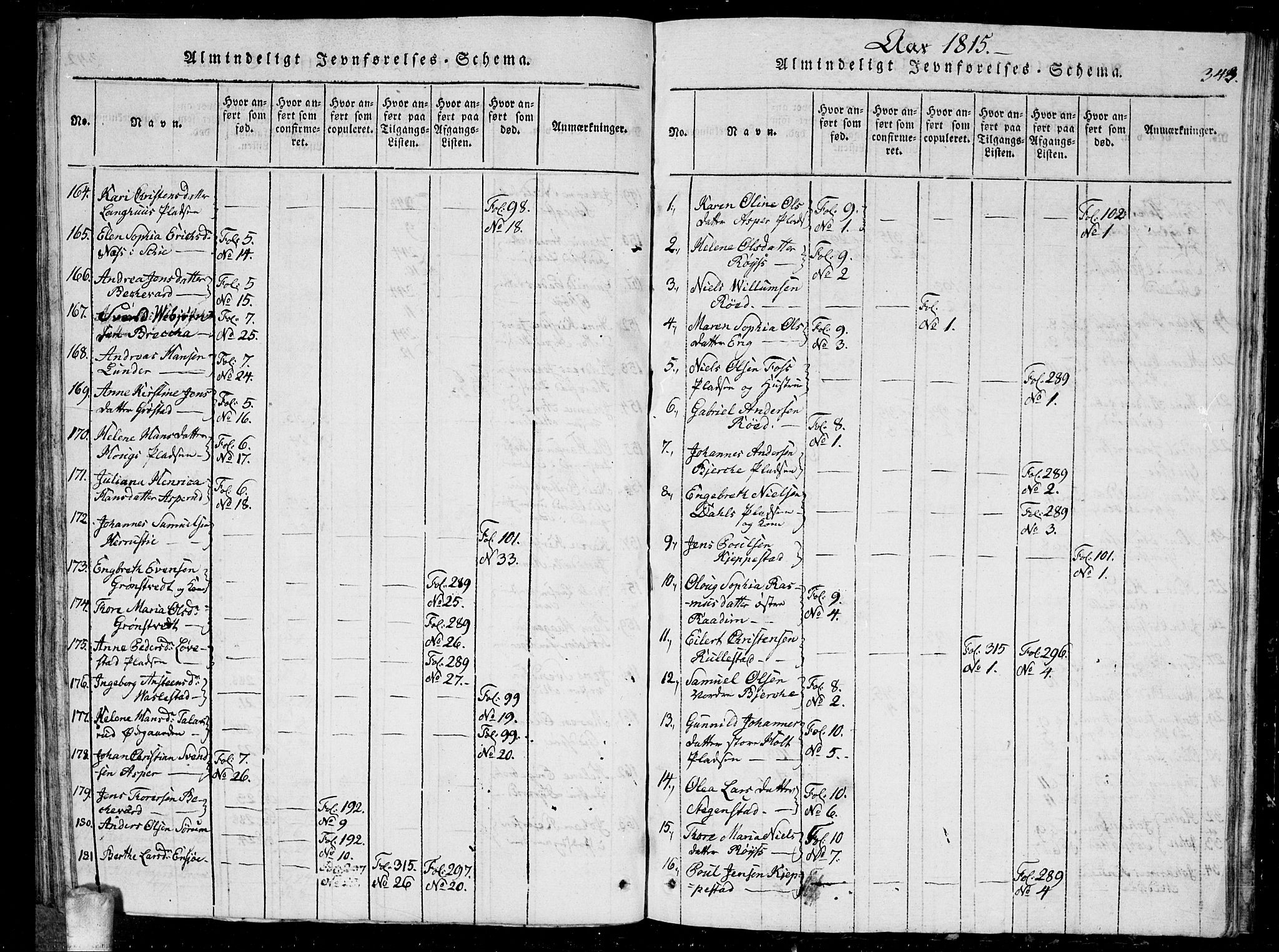 Kråkstad prestekontor Kirkebøker, AV/SAO-A-10125a/G/Ga/L0001: Klokkerbok nr. I 1, 1813-1824, s. 343