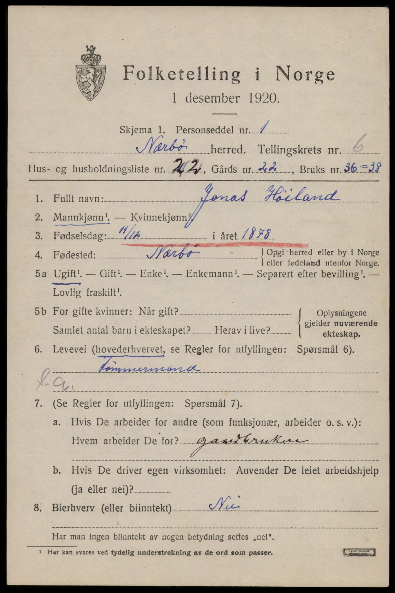 SAST, Folketelling 1920 for 1119 Nærbø herred, 1920, s. 3857