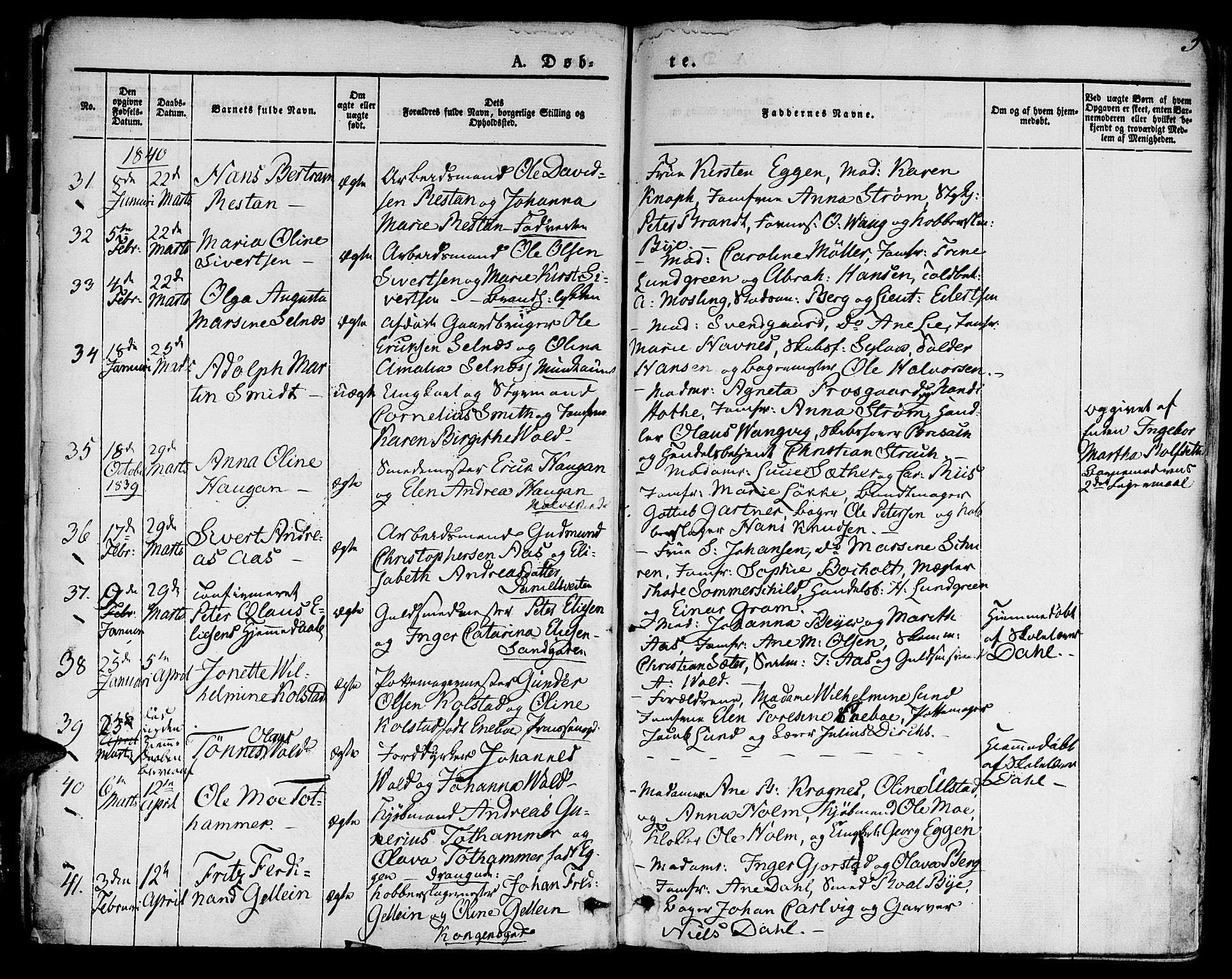 Ministerialprotokoller, klokkerbøker og fødselsregistre - Sør-Trøndelag, AV/SAT-A-1456/601/L0048: Ministerialbok nr. 601A16, 1840-1847, s. 5