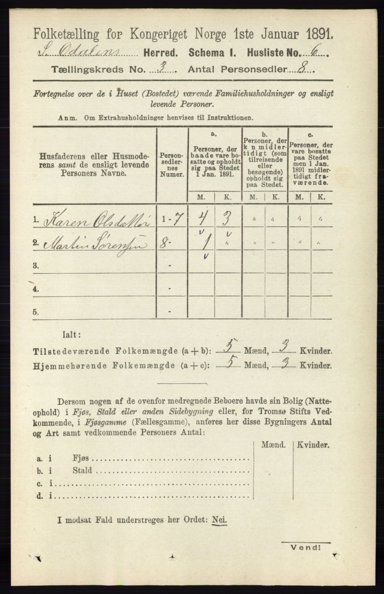 RA, Folketelling 1891 for 0419 Sør-Odal herred, 1891, s. 1081