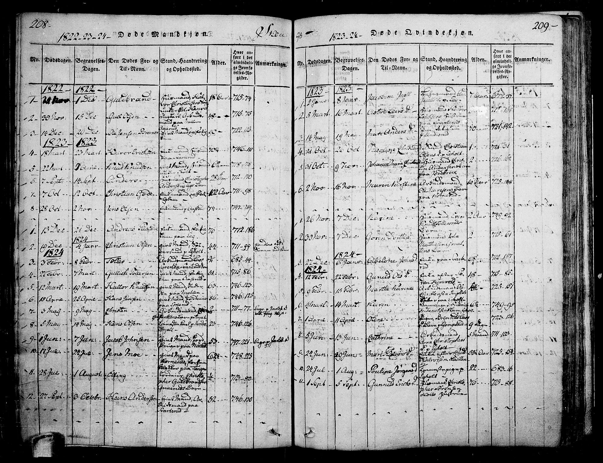 Skoger kirkebøker, SAKO/A-59/F/Fa/L0002: Ministerialbok nr. I 2 /1, 1814-1842, s. 208-209