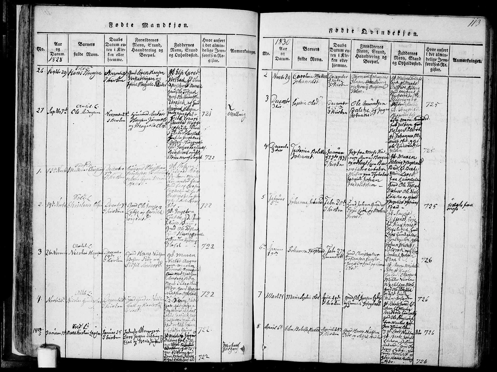 Rygge prestekontor Kirkebøker, SAO/A-10084b/F/Fa/L0003: Ministerialbok nr. 3, 1814-1836, s. 112-113